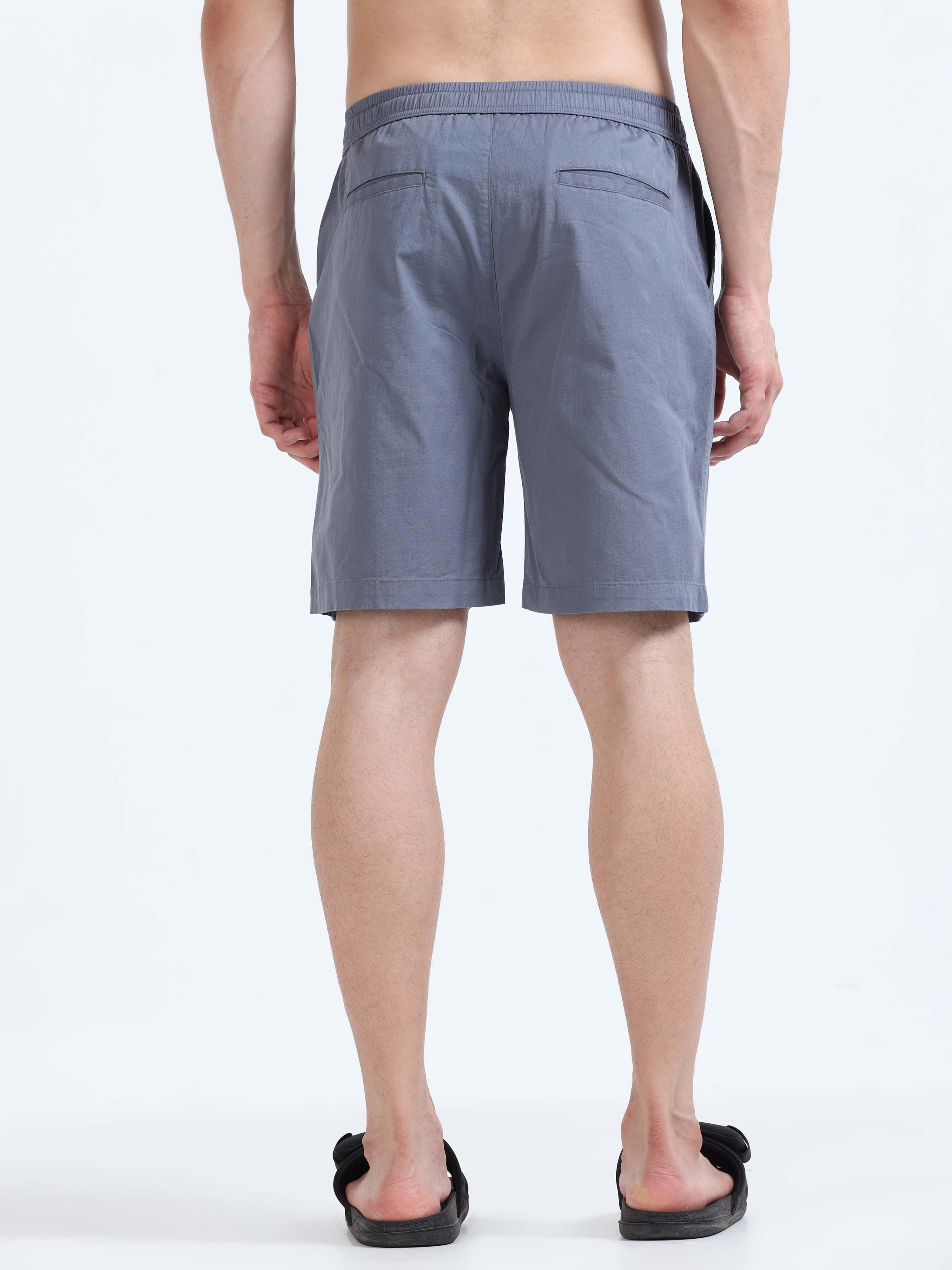 Soft Cotton Blue Plain Shorts for Men