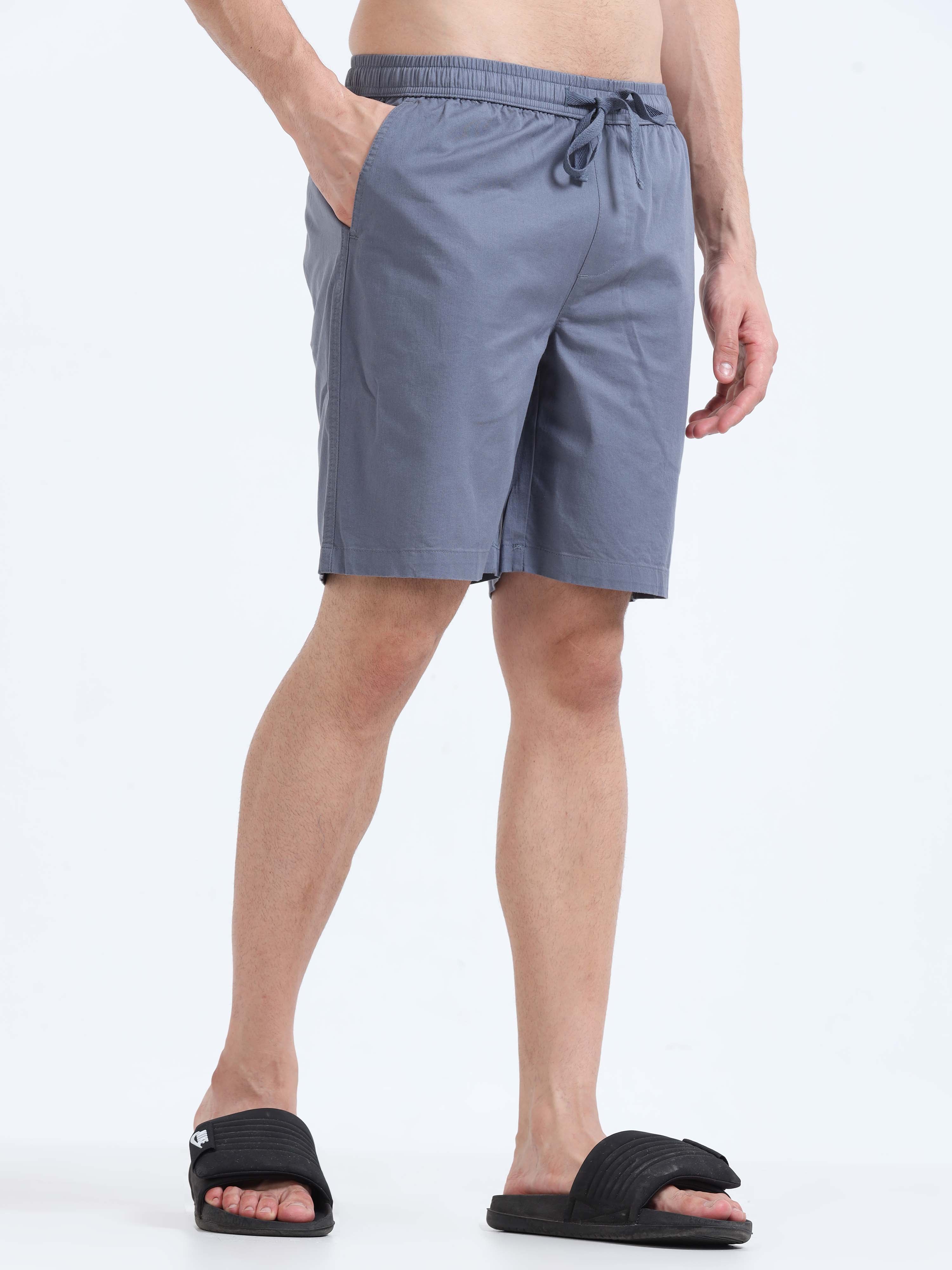 Soft Cotton Blue Plain Shorts for Men