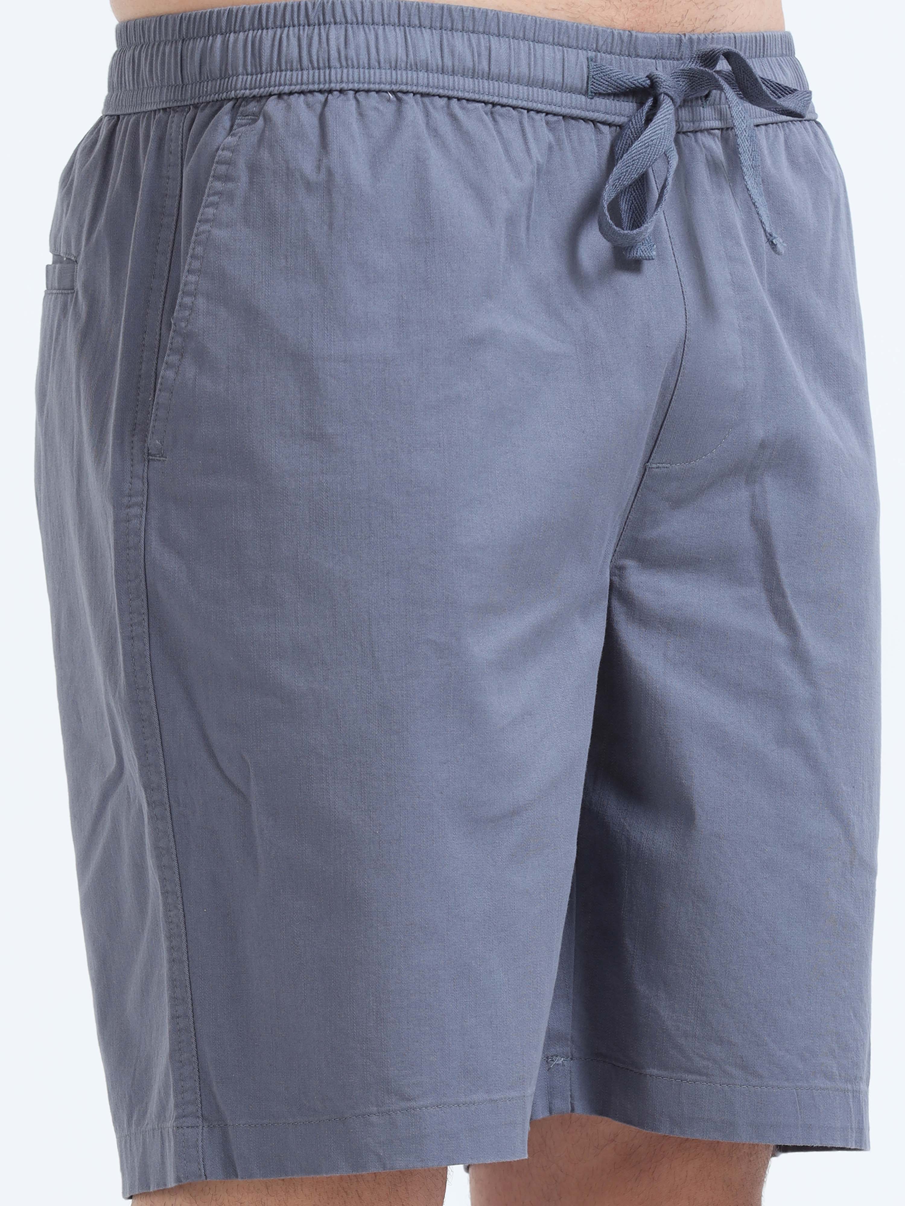 Soft Cotton Blue Plain Shorts for Men