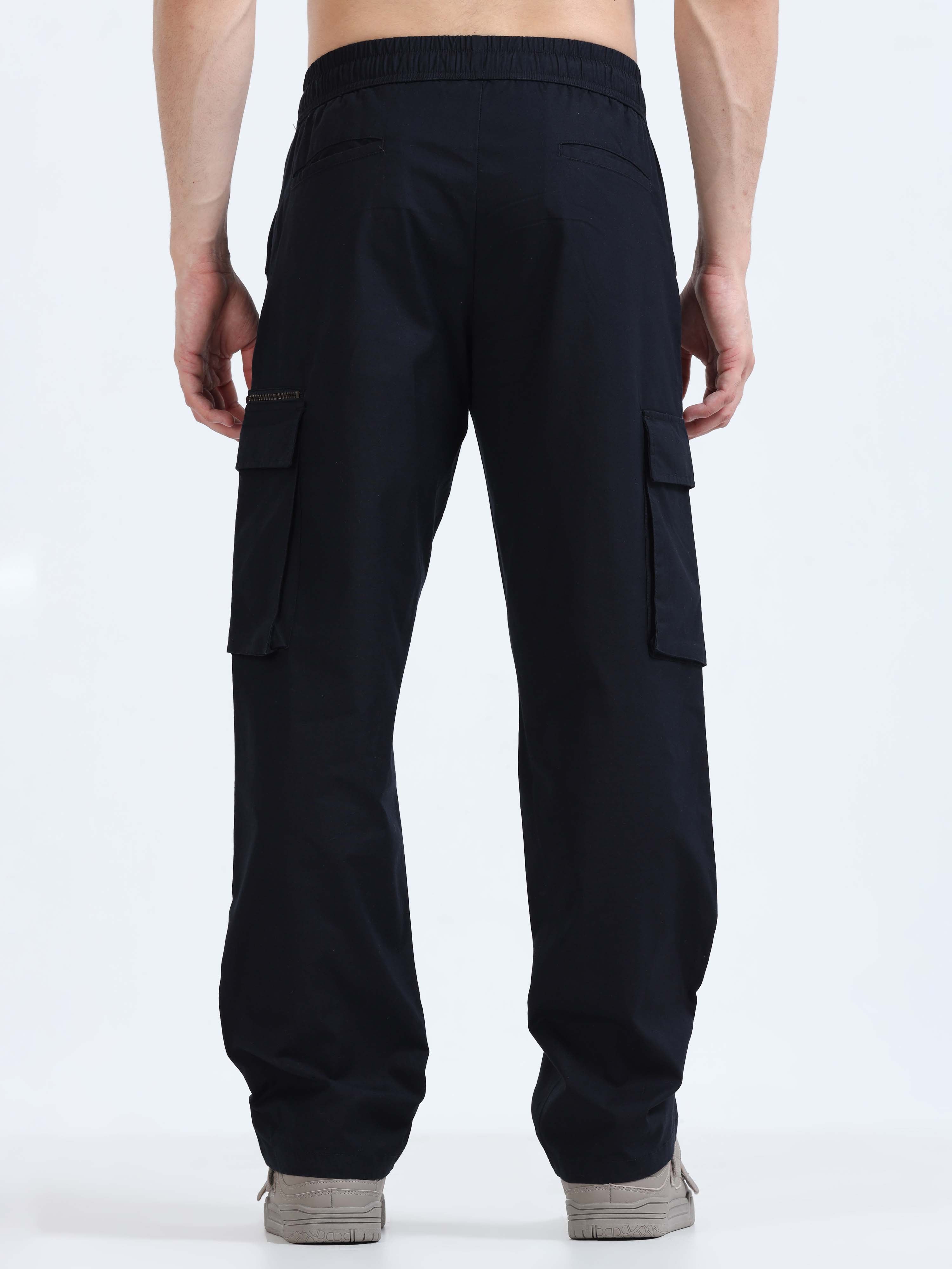 Flexi Waist Zip Navy Cargo Pant