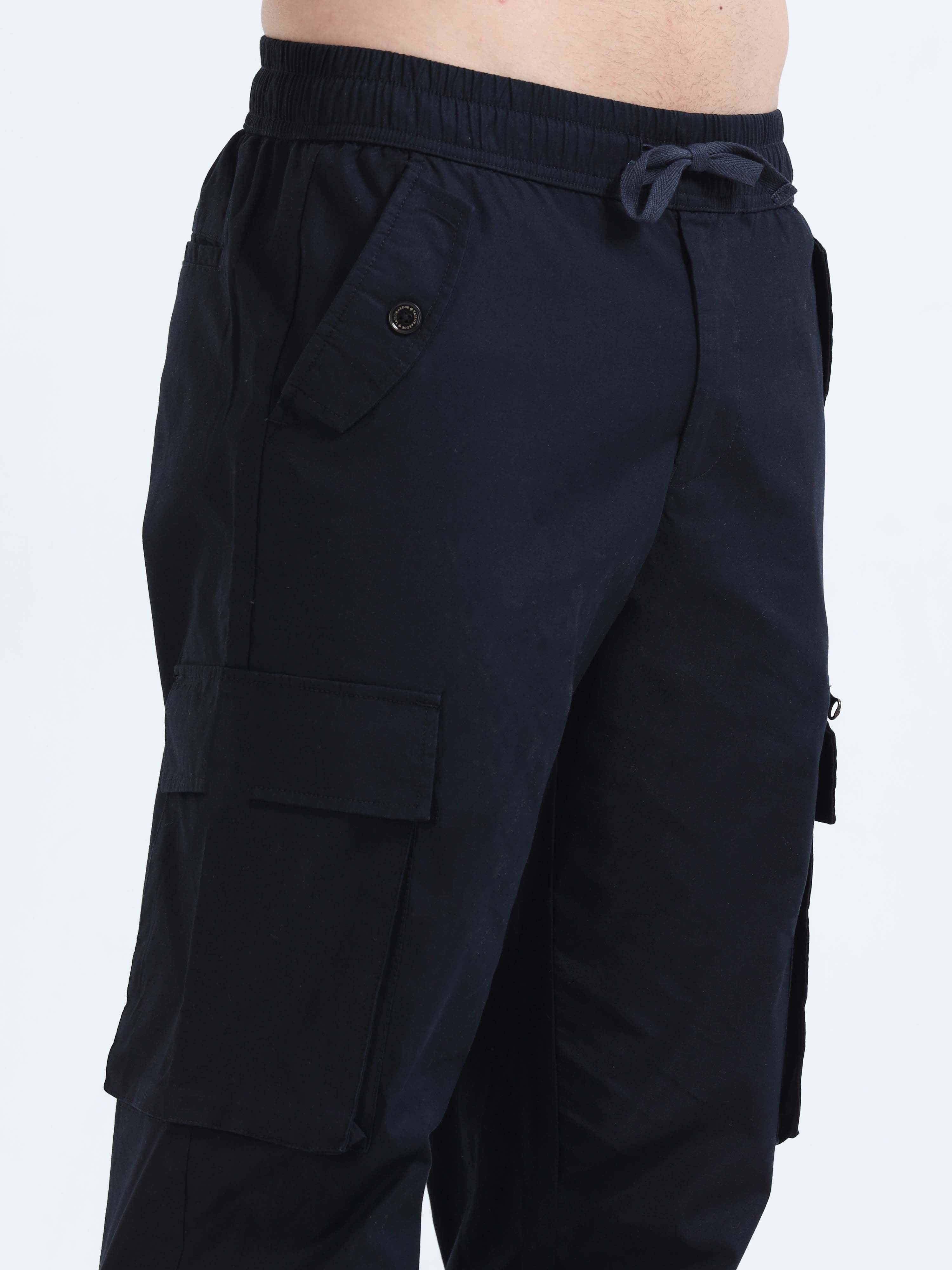 Flexi Waist Zip Navy Cargo Pant