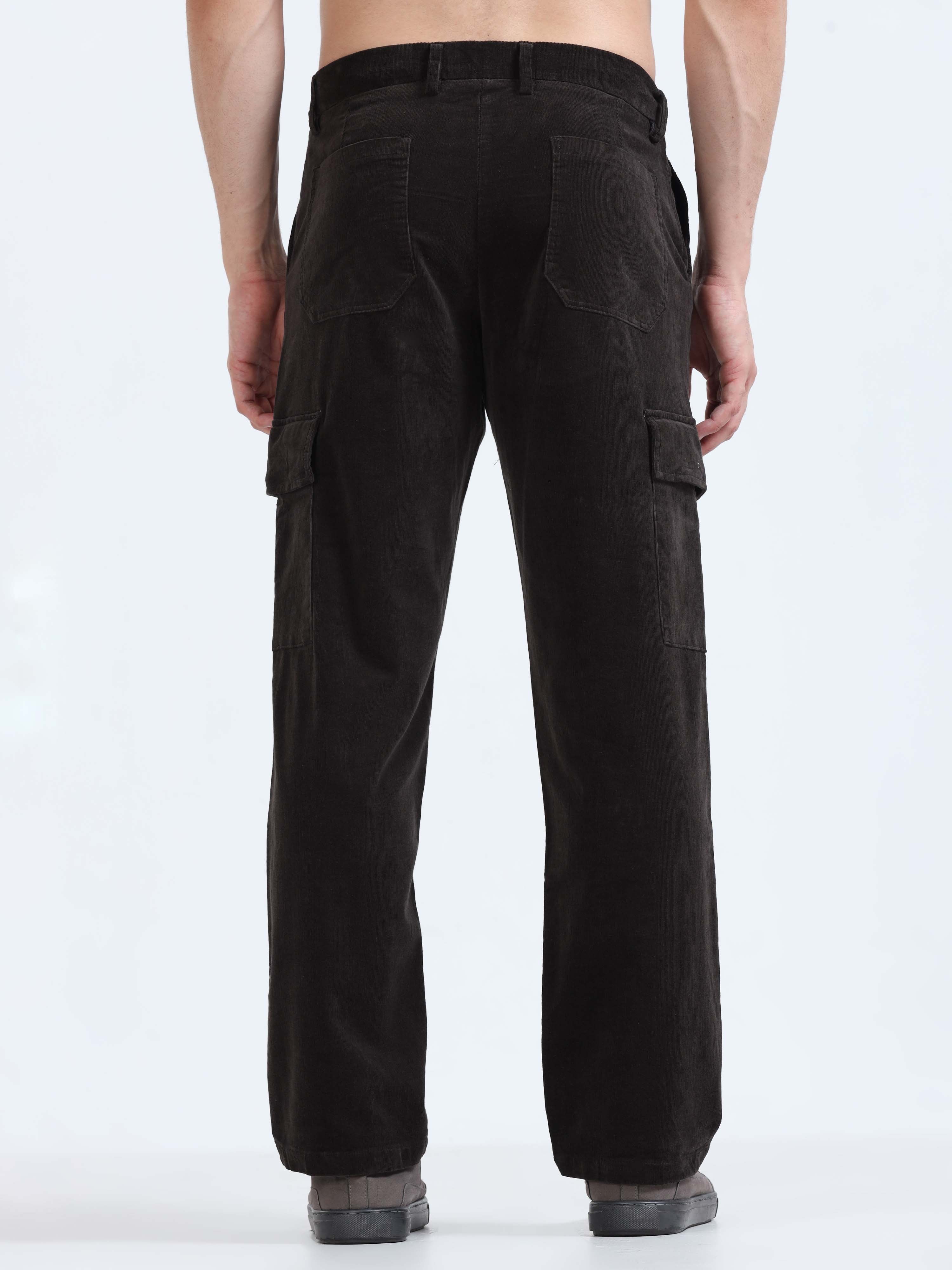 Soft Corduroy Dark Olive Relaxed Cargo Pant