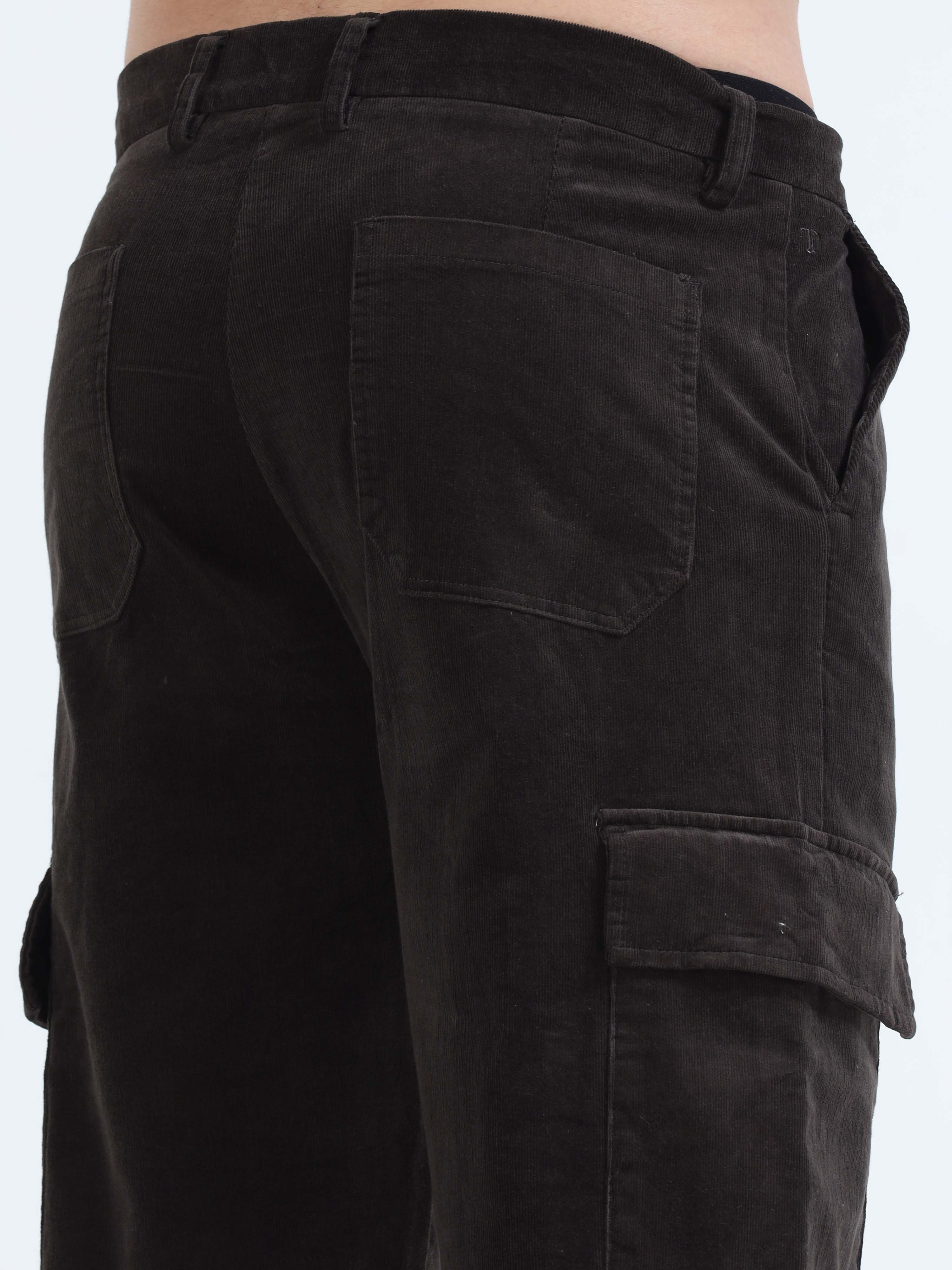 Soft Corduroy Dark Olive Relaxed Cargo Pant