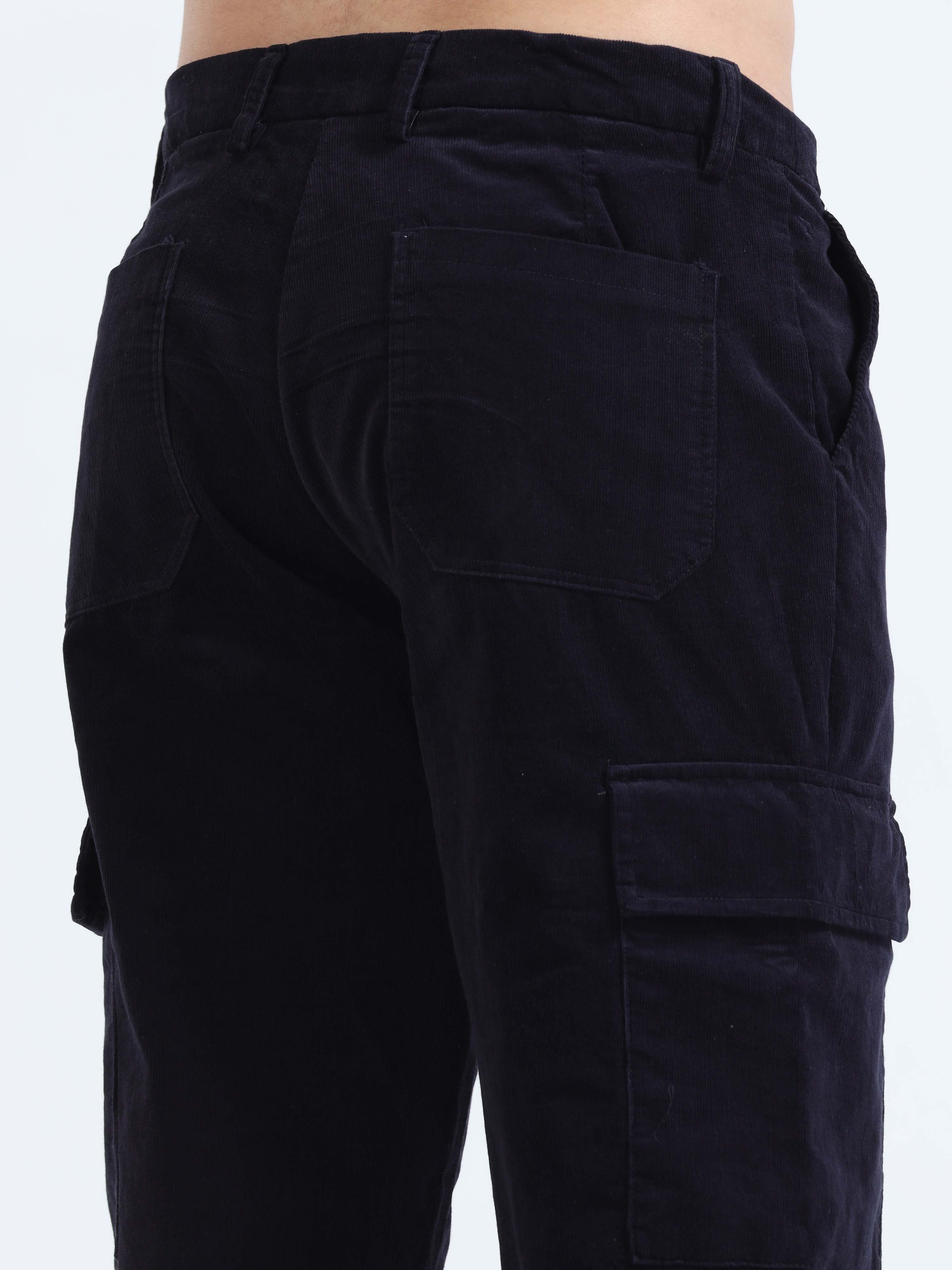 Soft Corduroy Navy Relaxed Cargo Pant