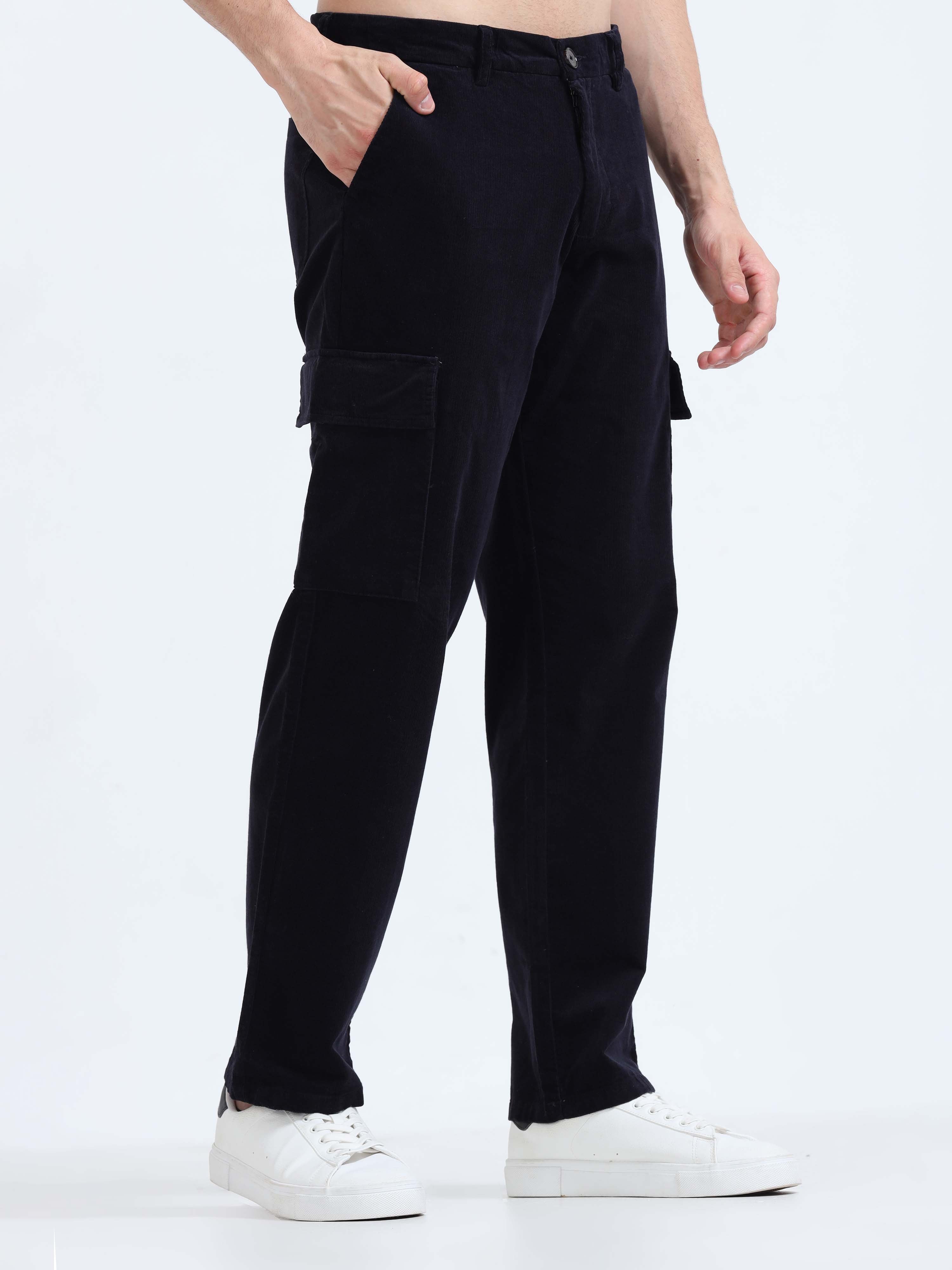 Navy loose fit cargo trousers