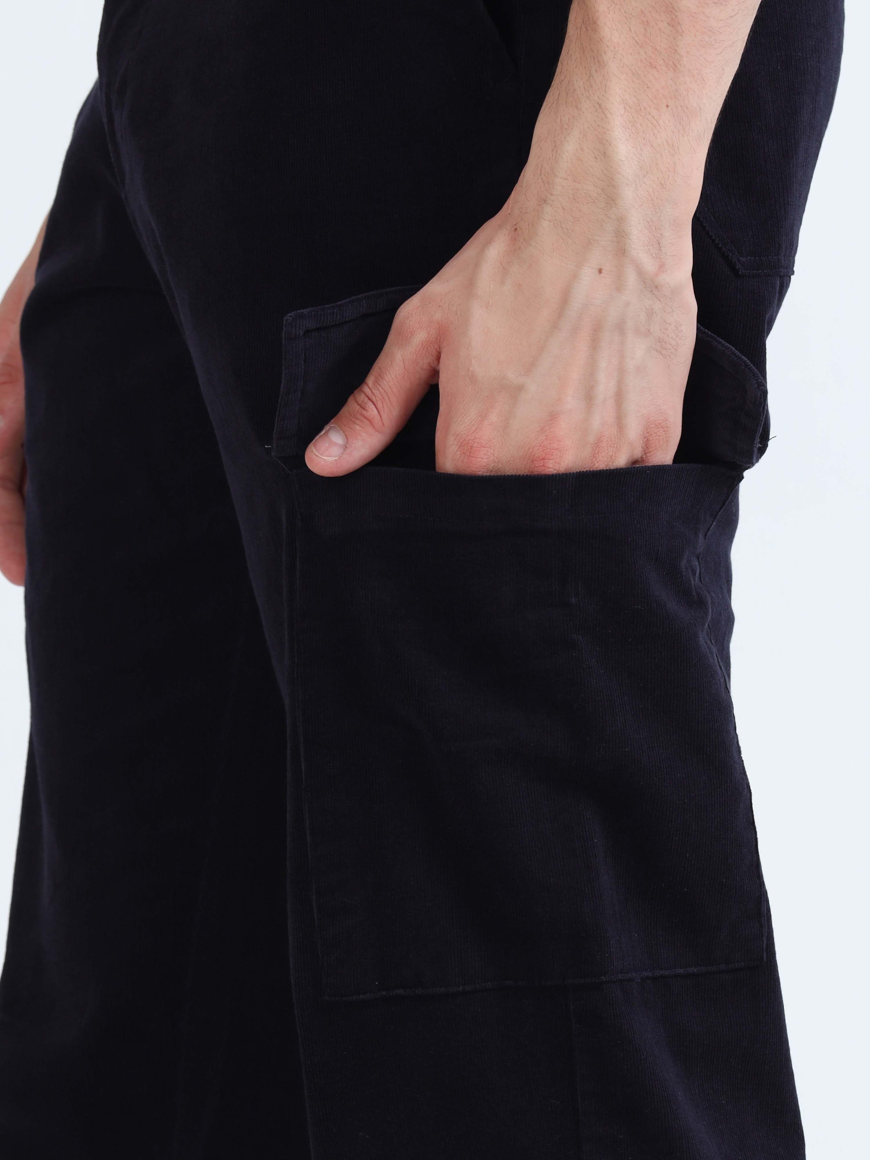 Soft Corduroy Navy Relaxed Cargo Pant