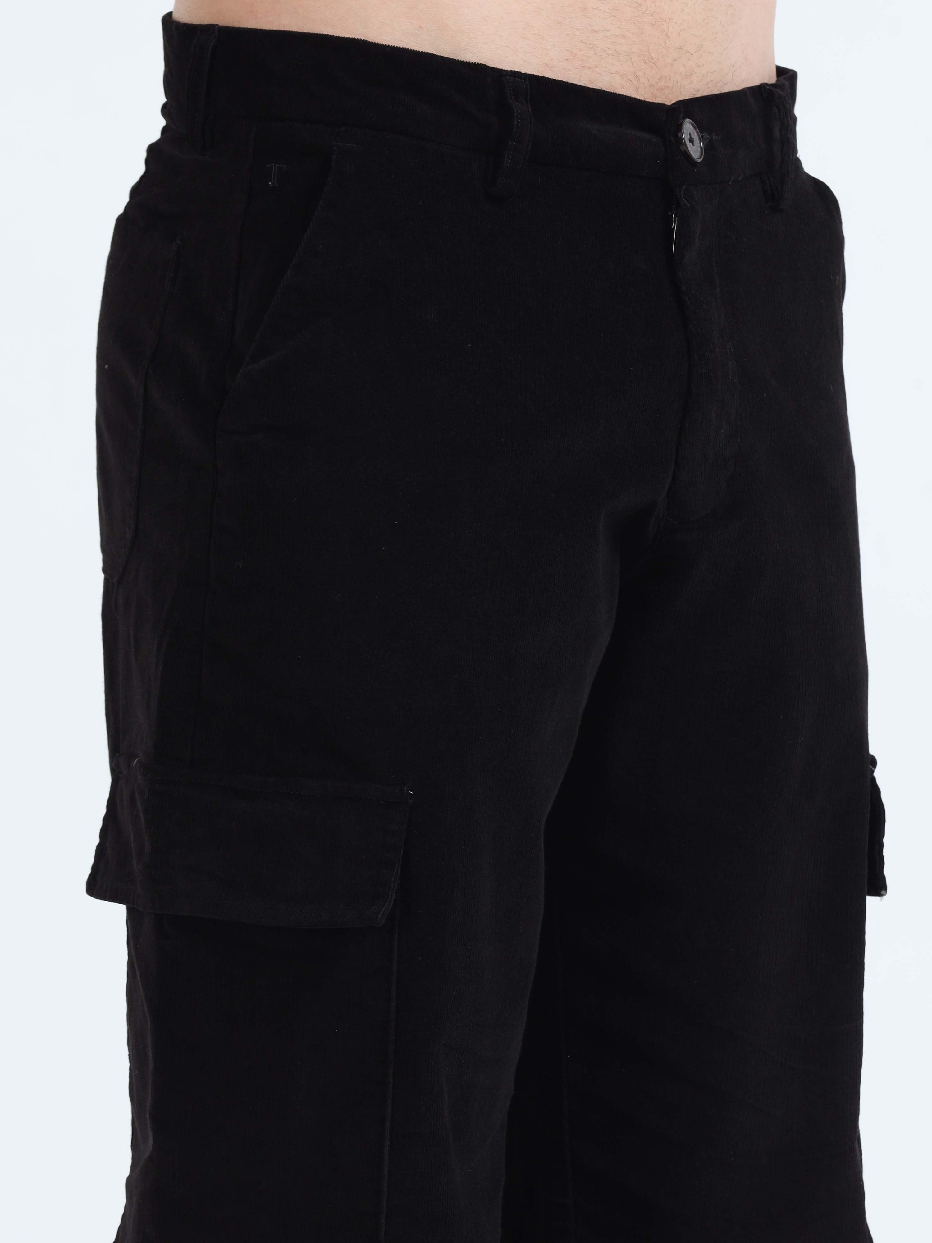 Black Relaxed Cargo Pant for men