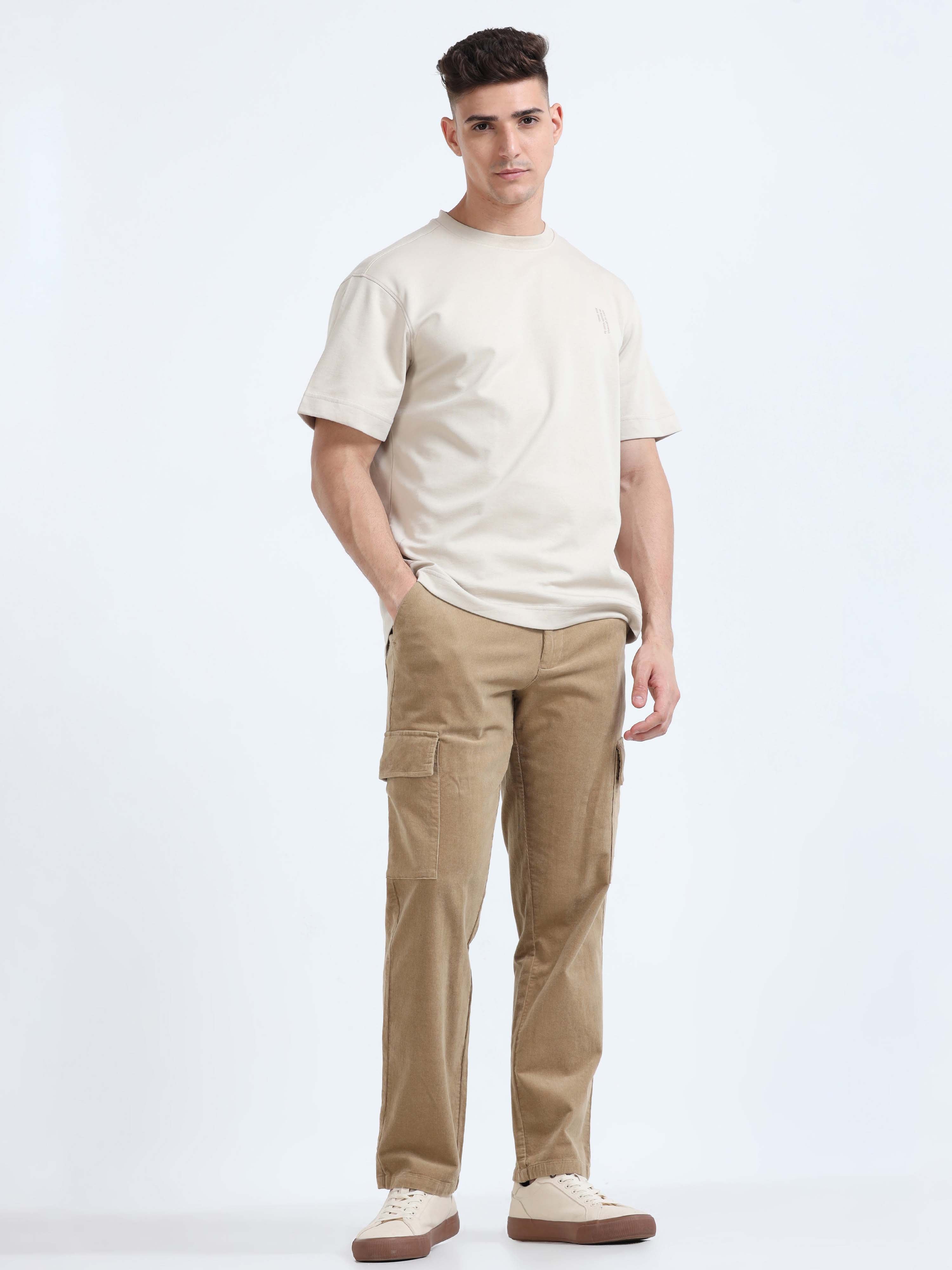 Brown relaxed fit cargo pants