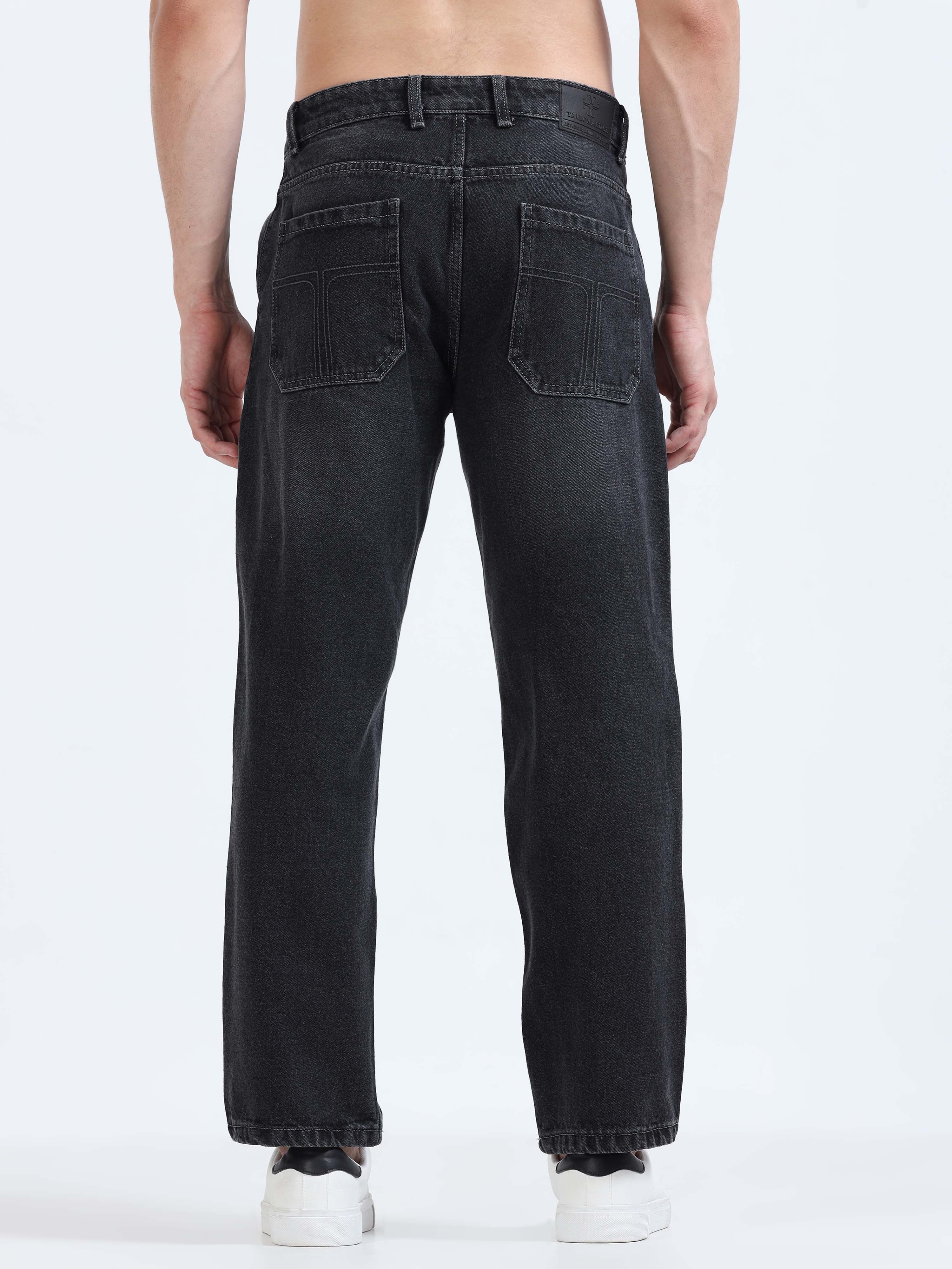Grey black mens jeans relaxed fit Denim