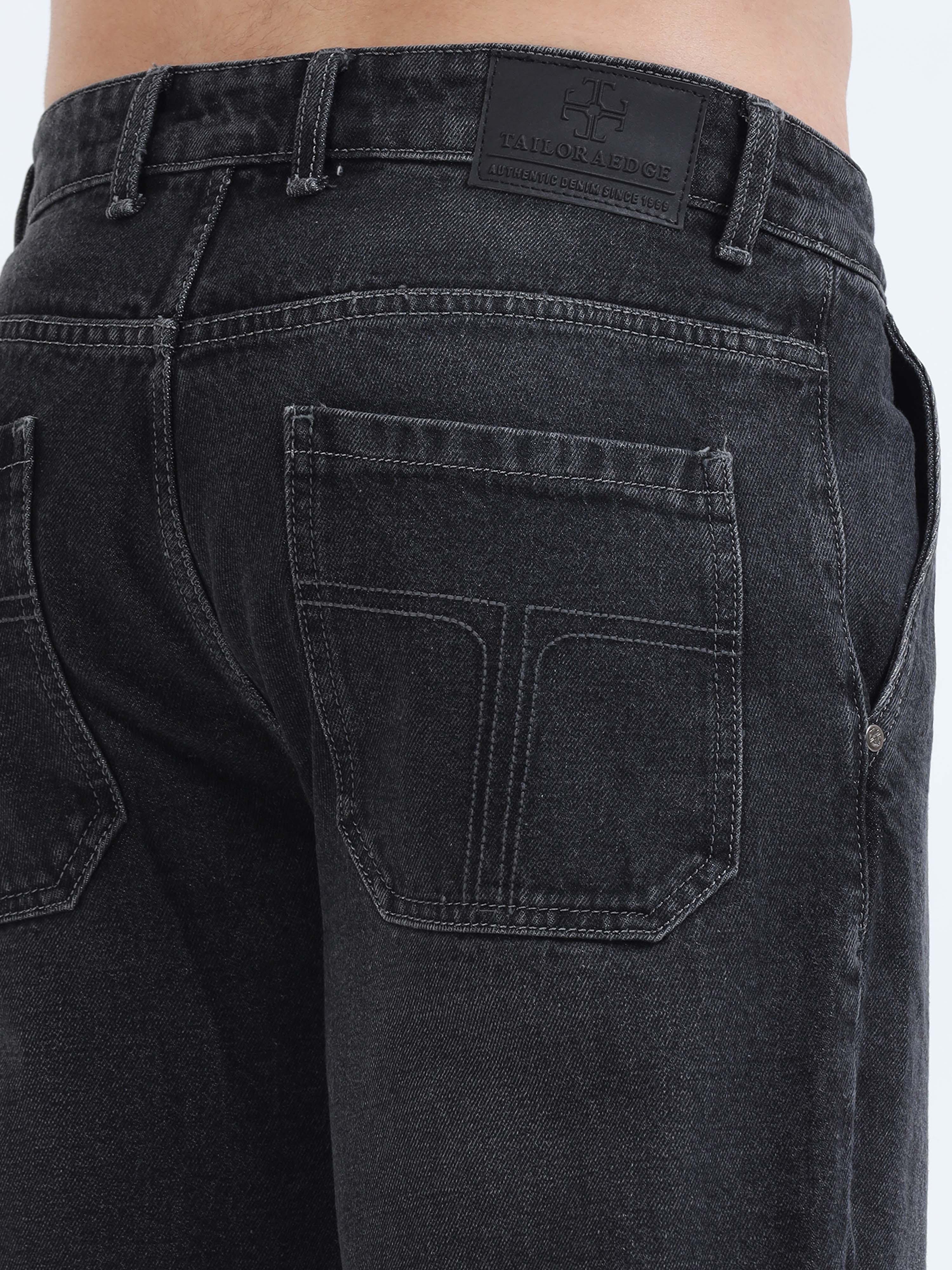 Grey black mens jeans relaxed fit Denim