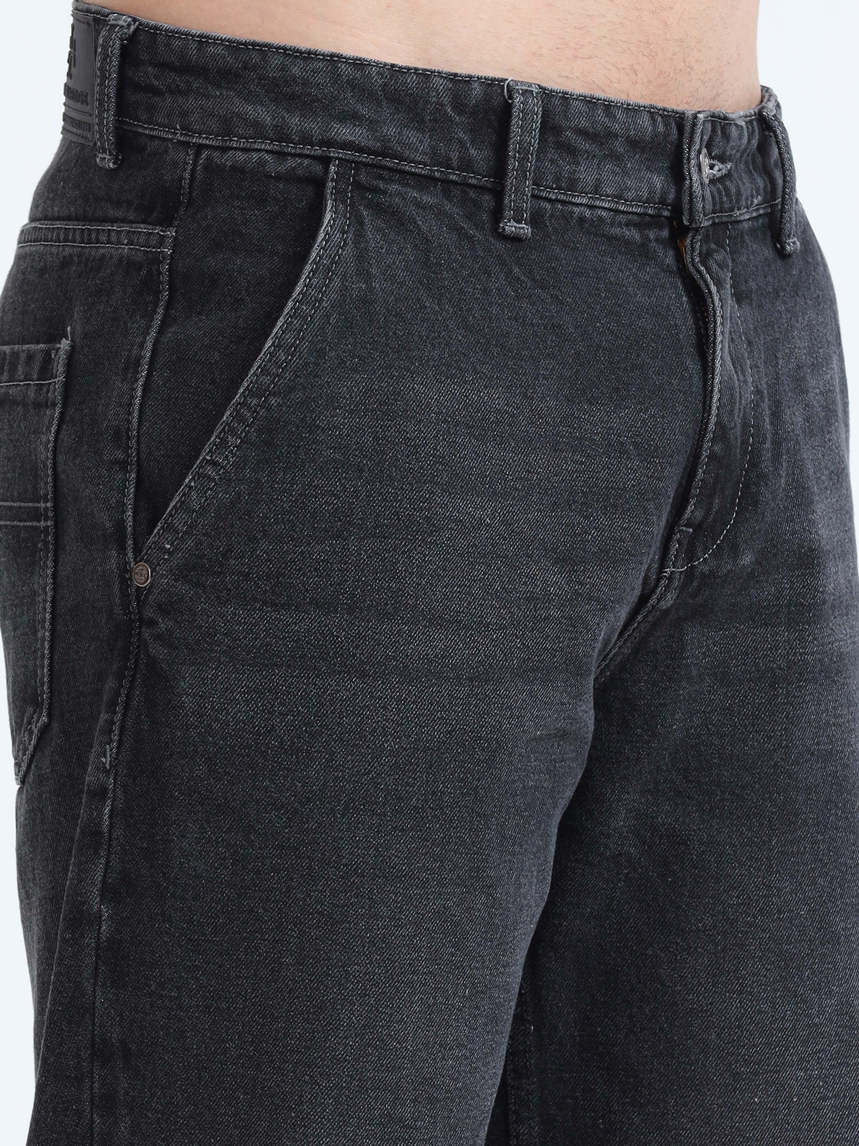 Grey black mens jeans relaxed fit Denim