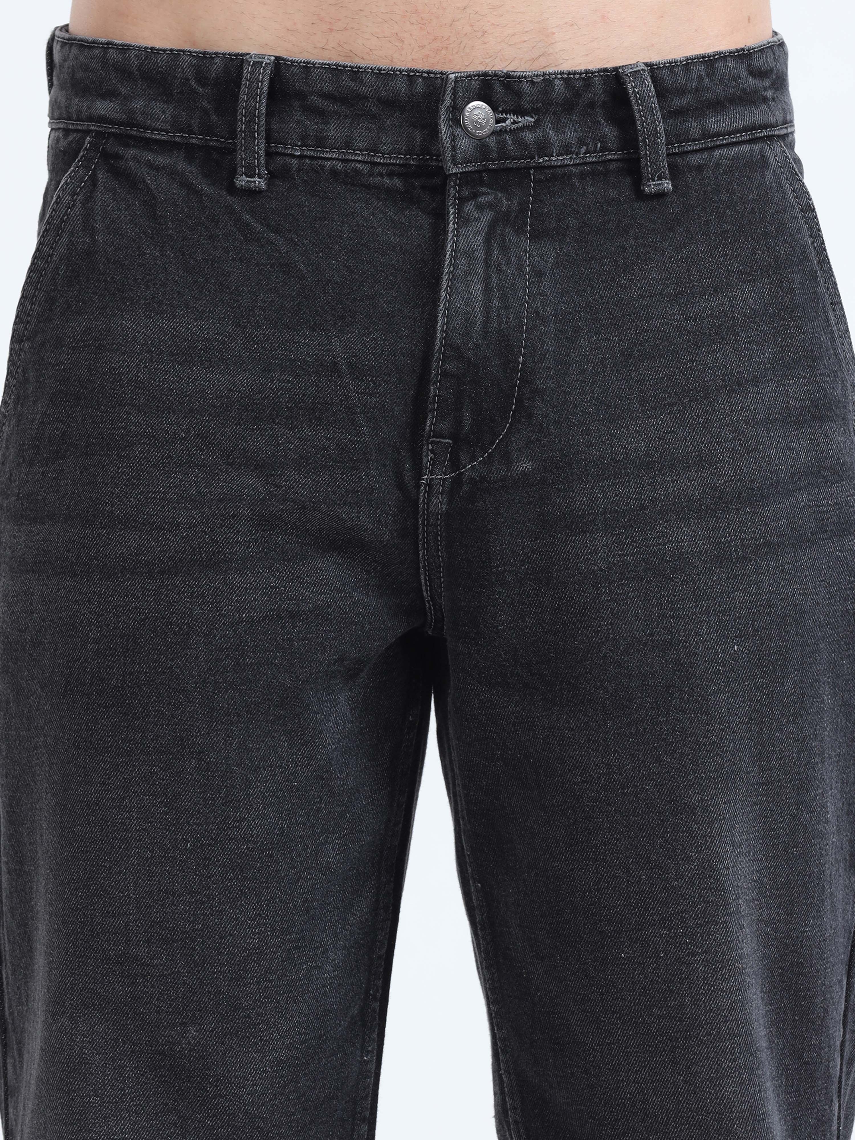 Grey black mens jeans relaxed fit Denim