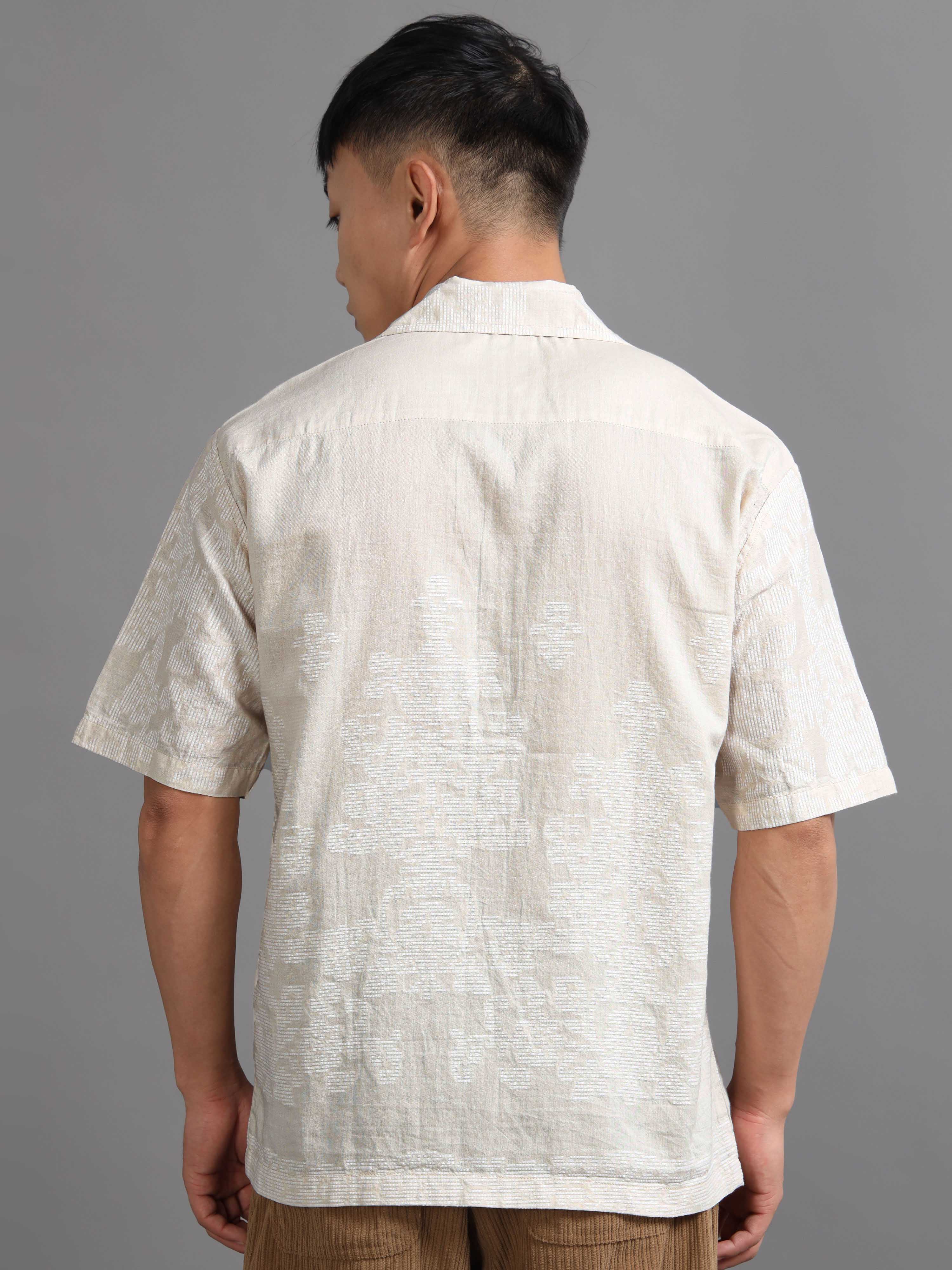 Silken Grid Shirt In Cream