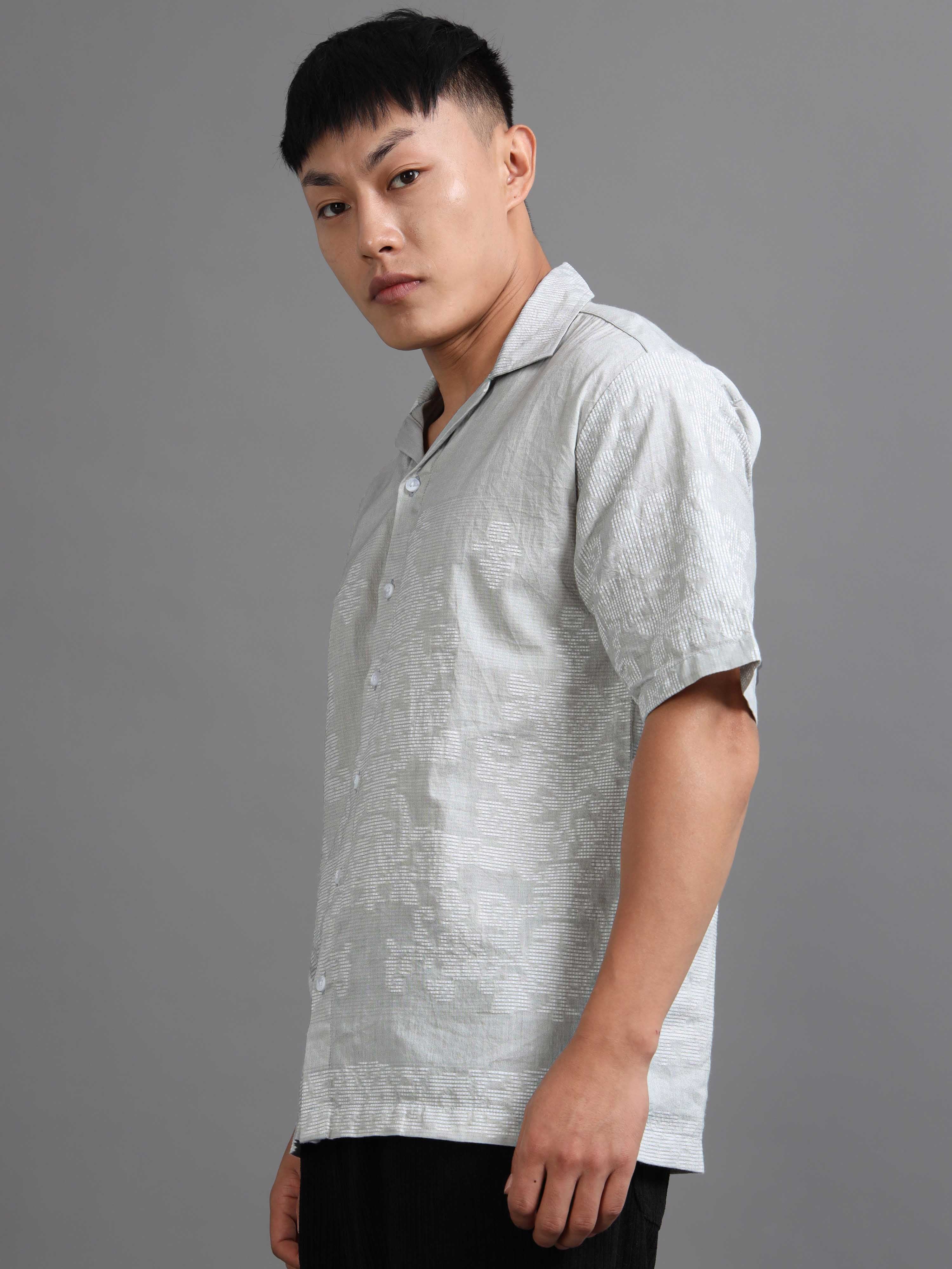 Silken Grid Shirt In Blue