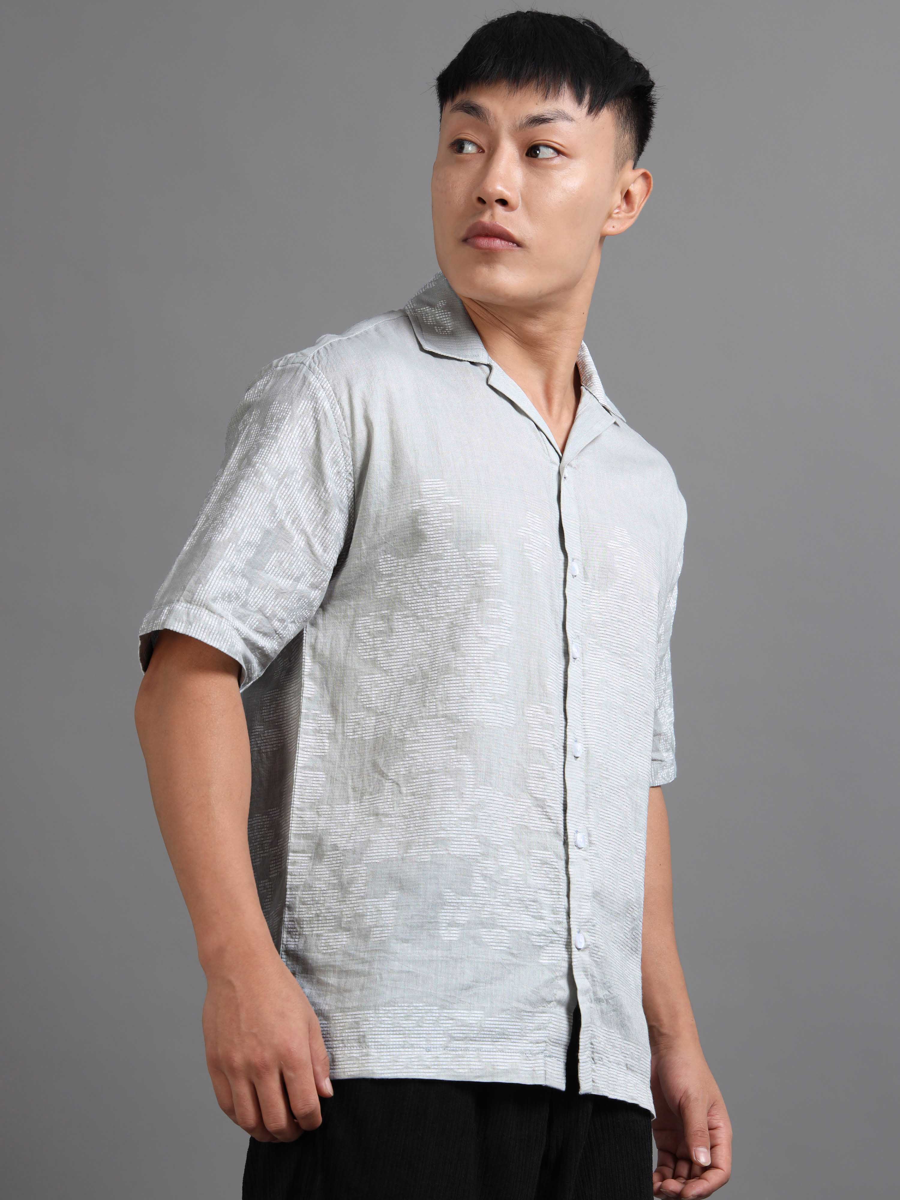 Silken Grid Shirt In Blue