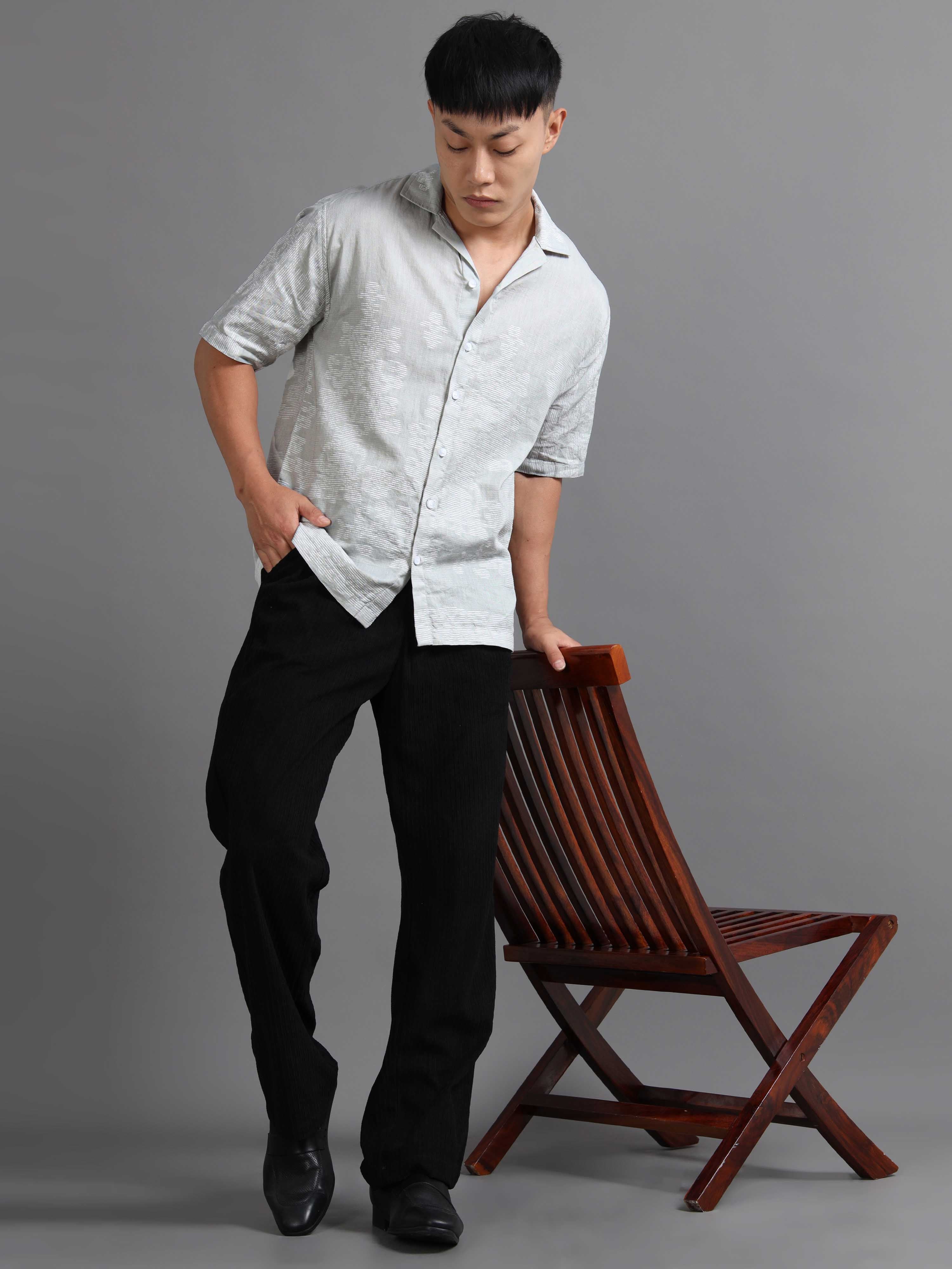 Silken Grid Shirt In Blue
