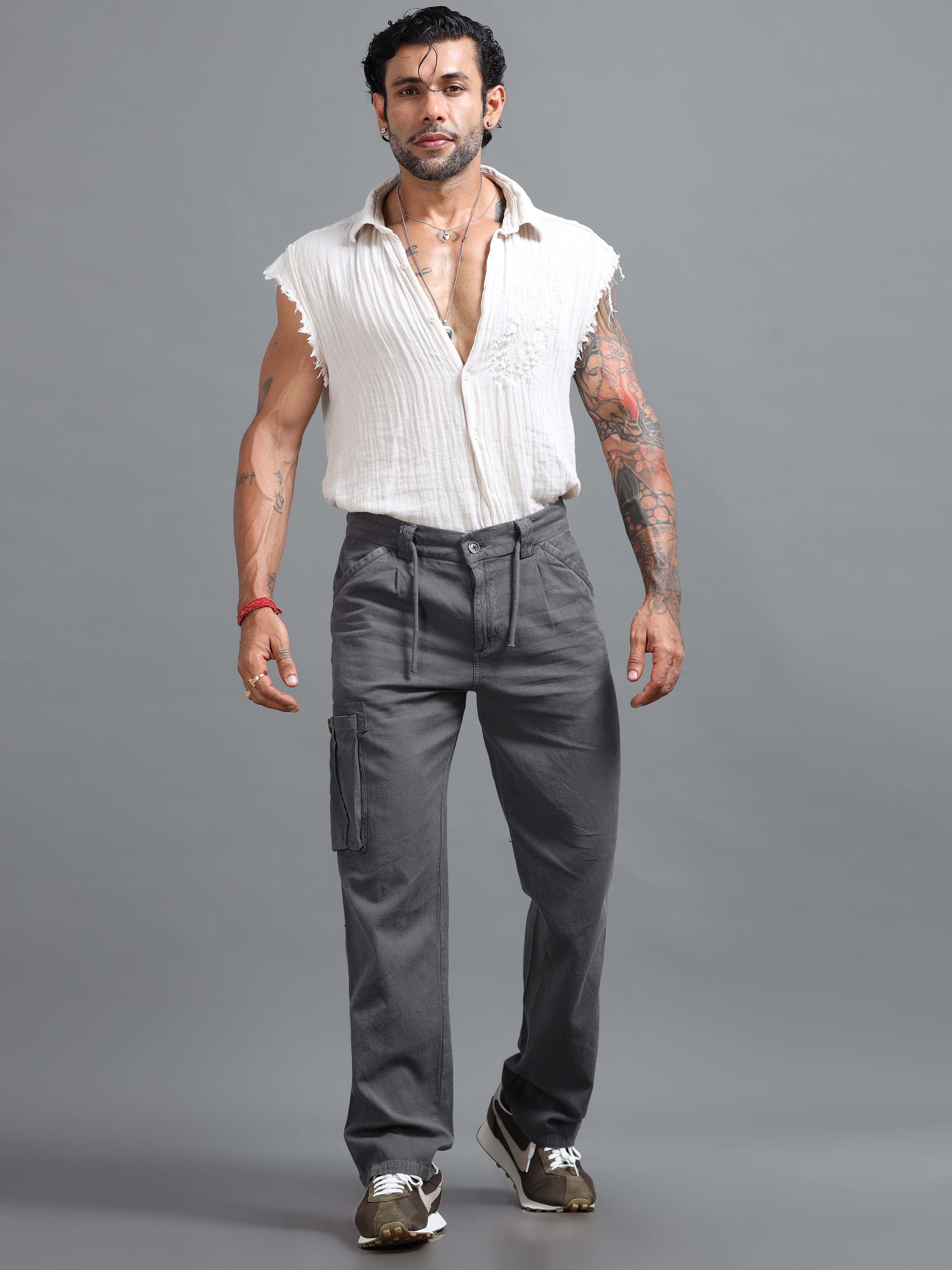 Portofino Linen Pant In Grey