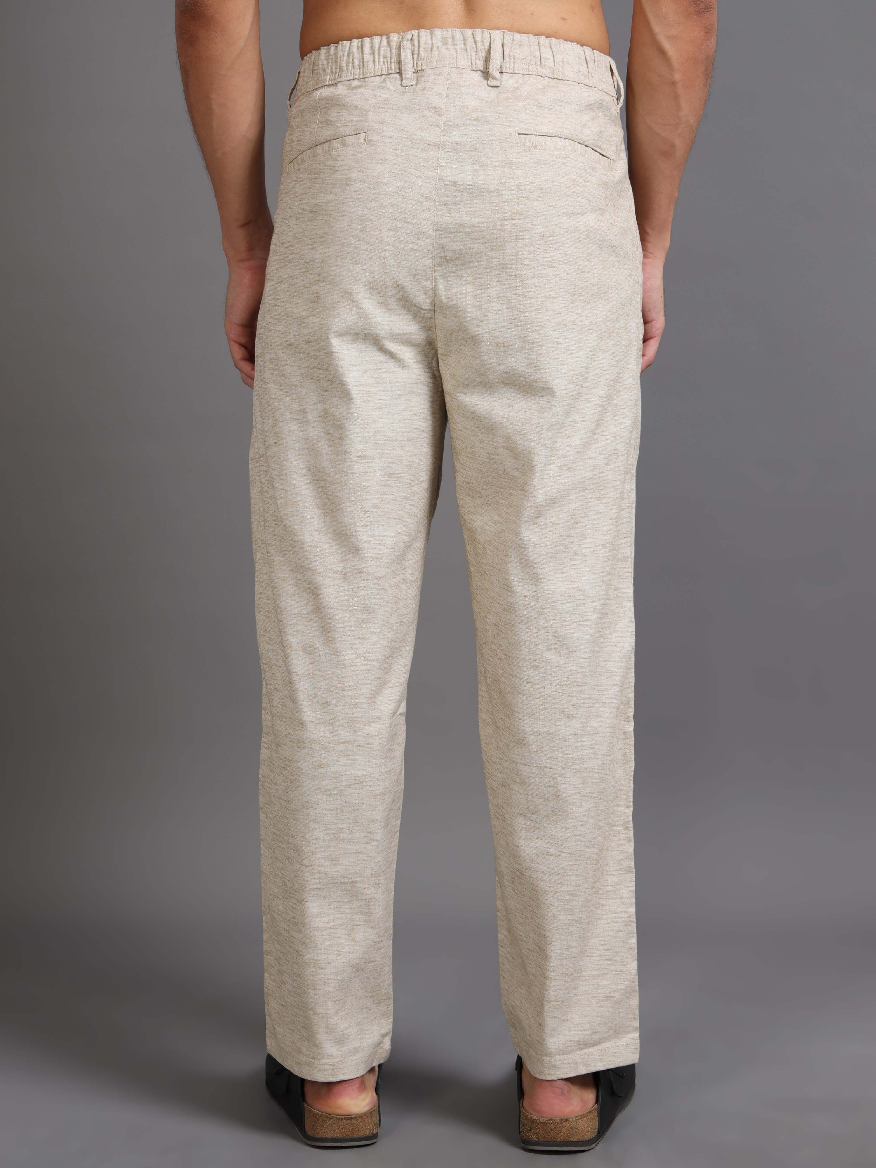 Versatile Pleated Trouser In Beige Online - Slacks For Men