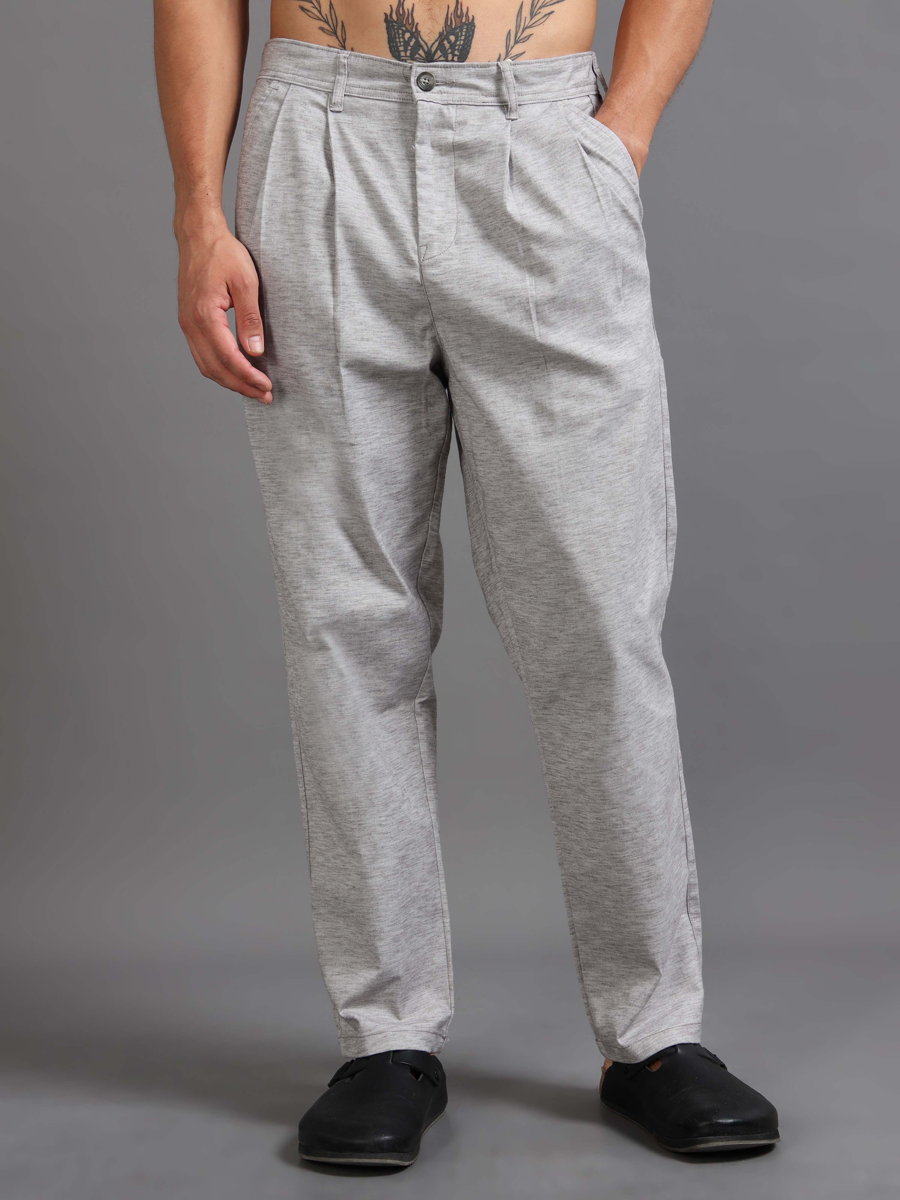 Versatile Pleated Trouser In Grey For Men