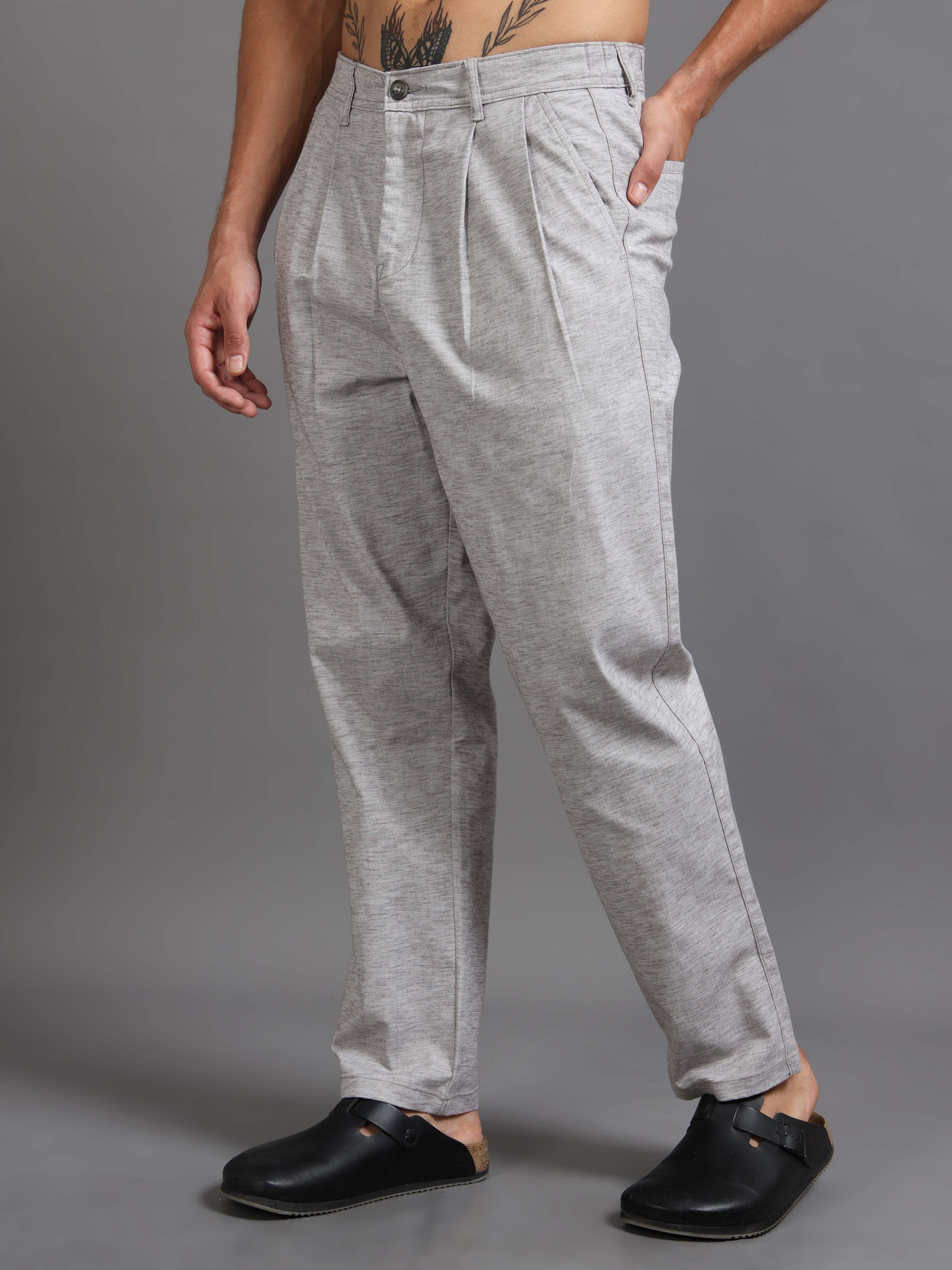 Versatile Pleated Trouser In Grey For Men