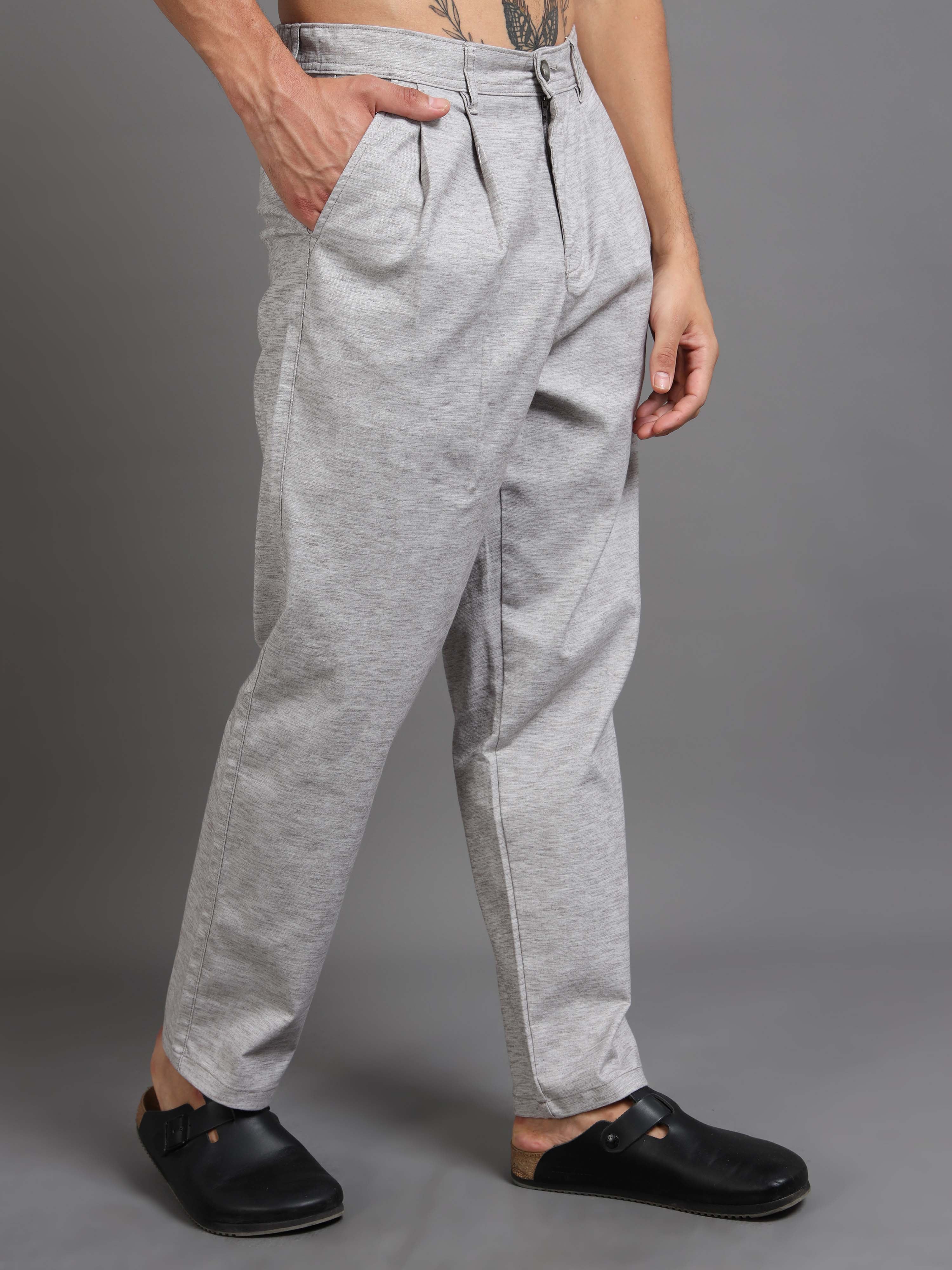 Versatile Pleated Trouser In Grey For Men