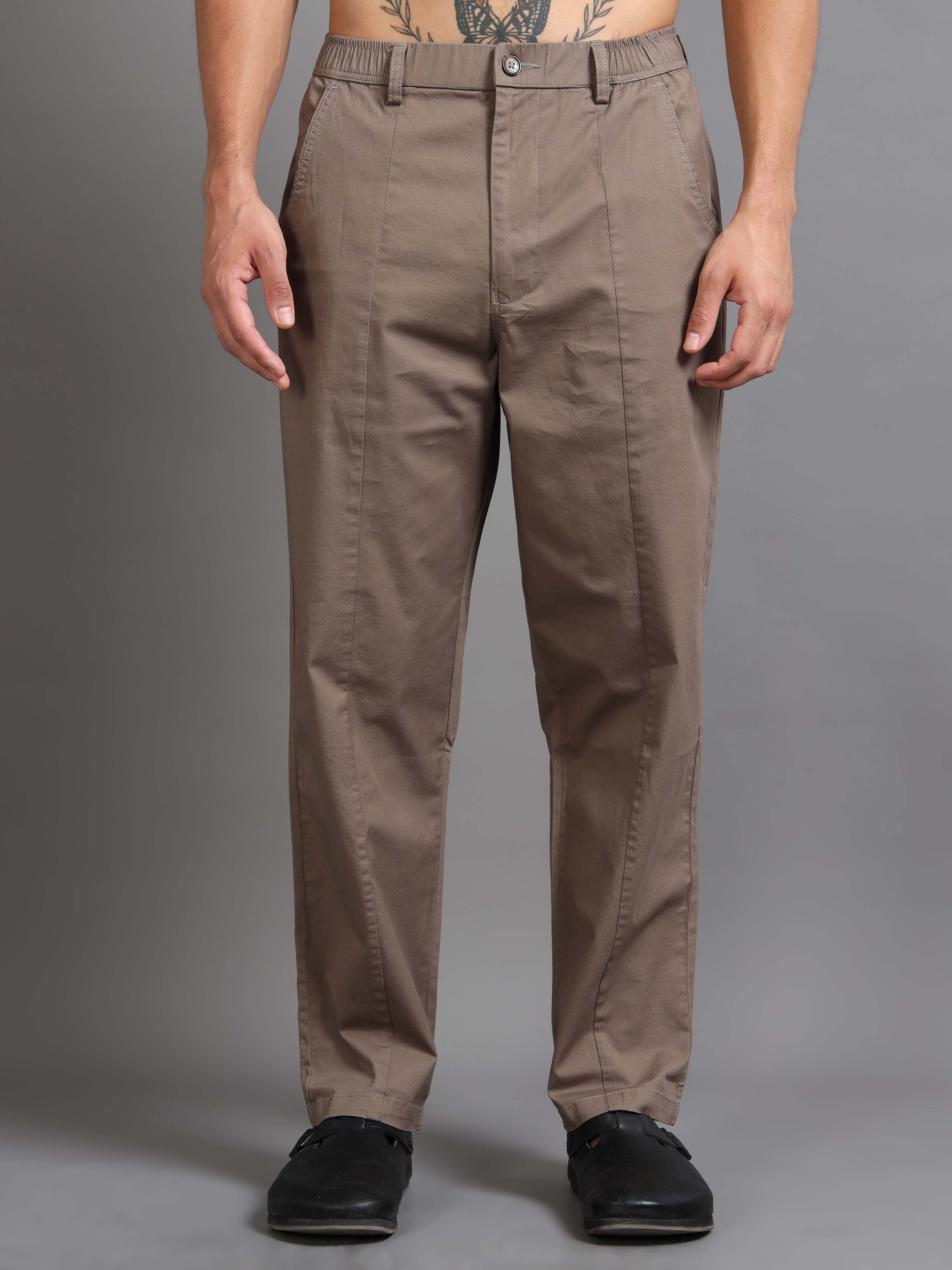 Easy Stride Trouser In Khaki Online - Trouser For Men