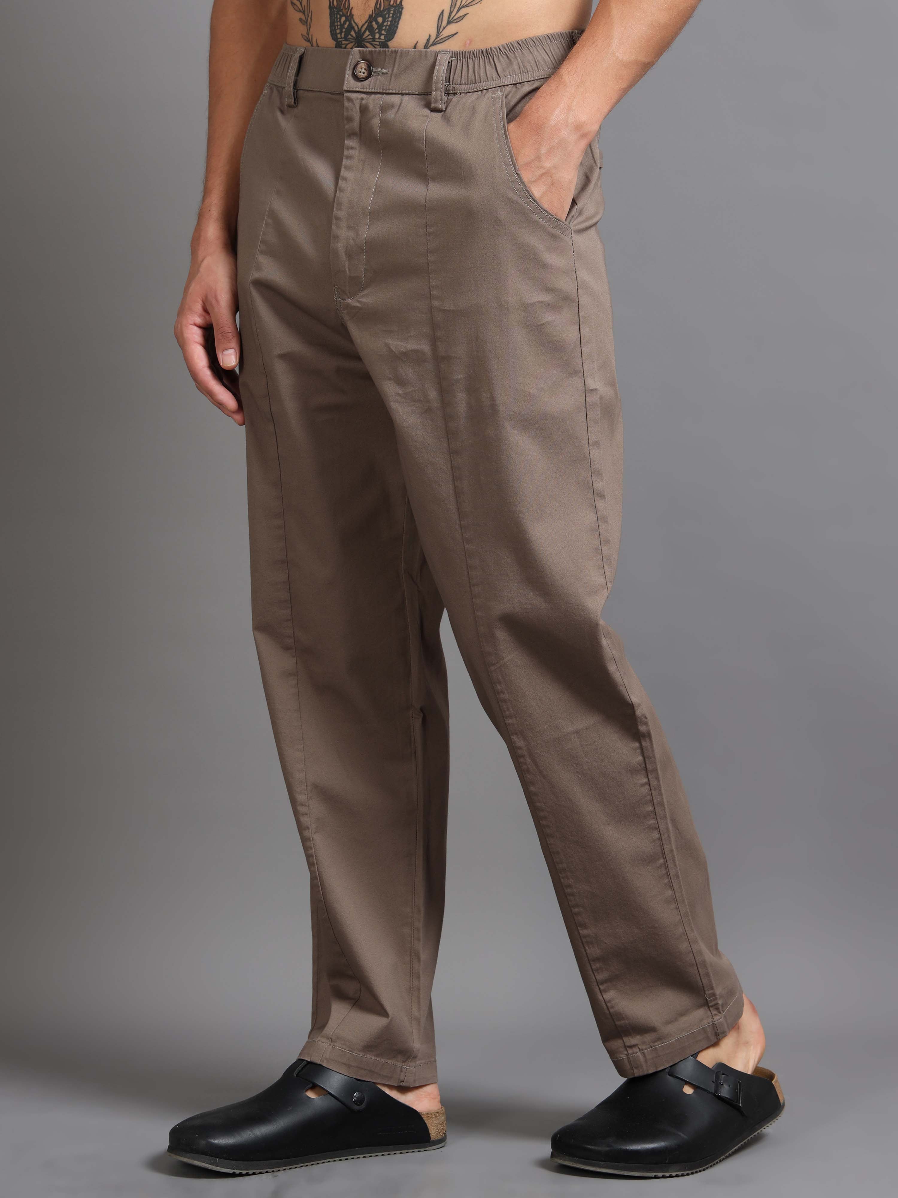 Easy Stride Trouser In Khaki Online - Trouser For Men