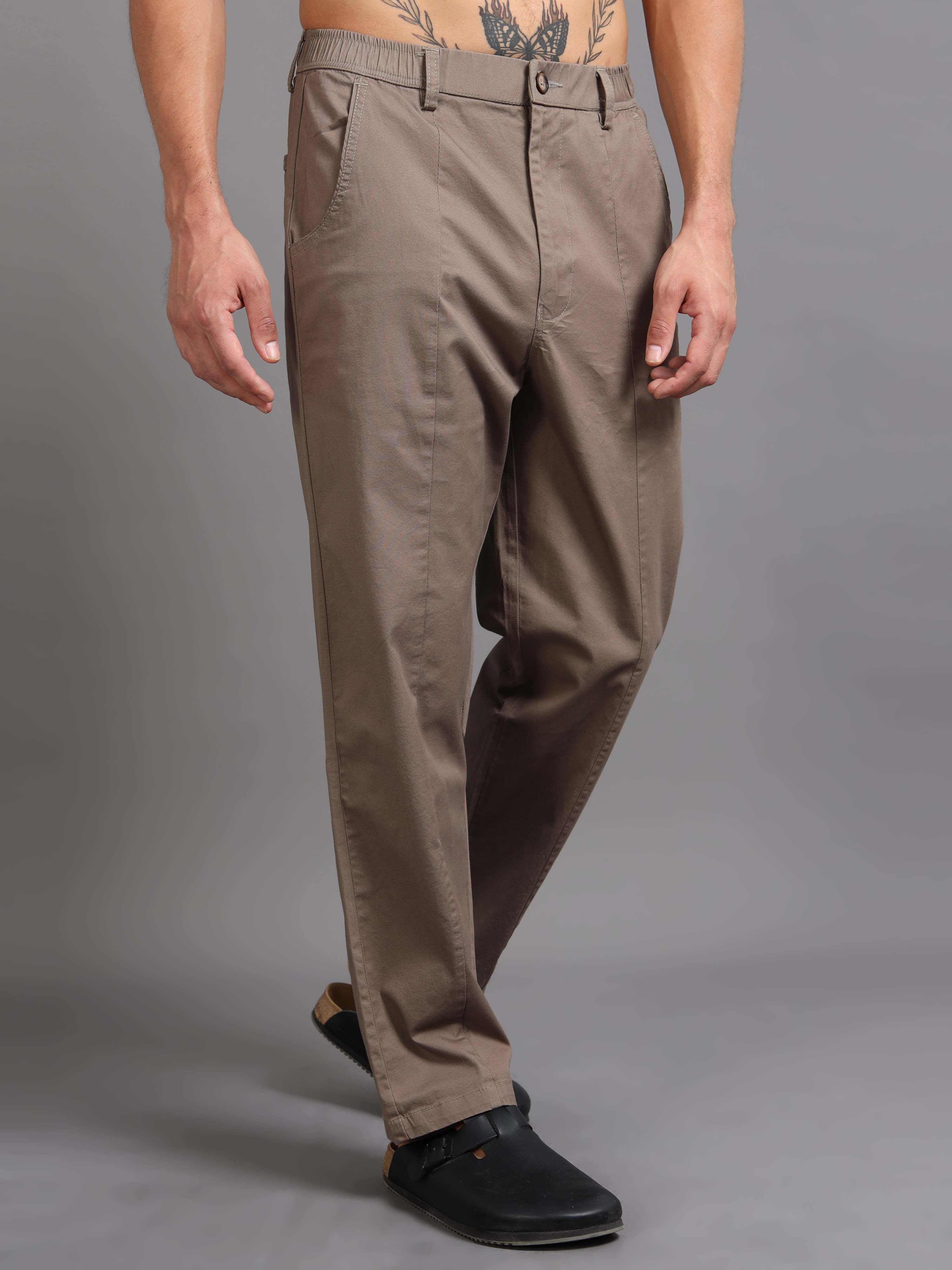Easy Stride Trouser In Khaki Online - Trouser For Men