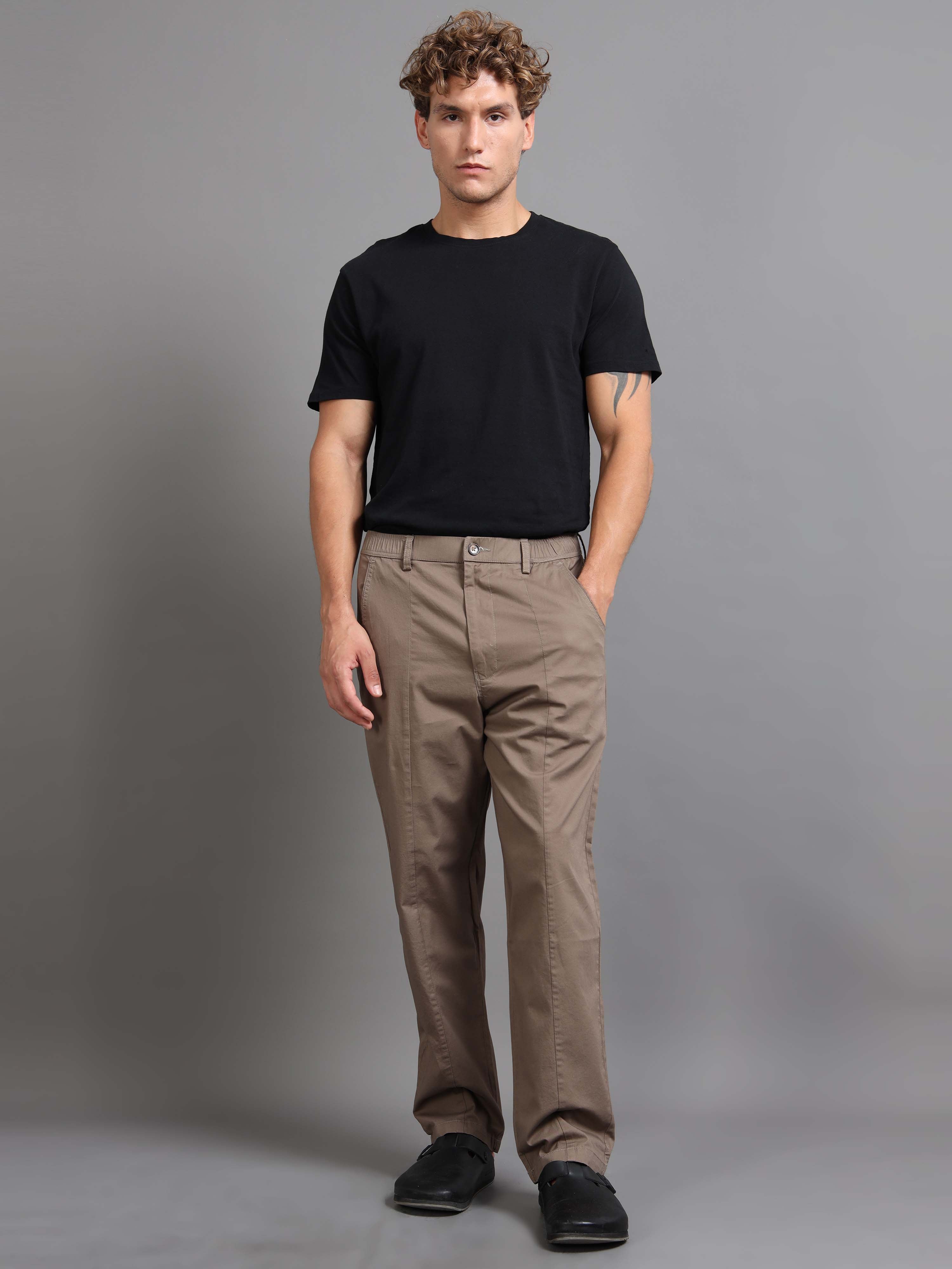 Easy Stride Trouser In Khaki Online - Trouser For Men