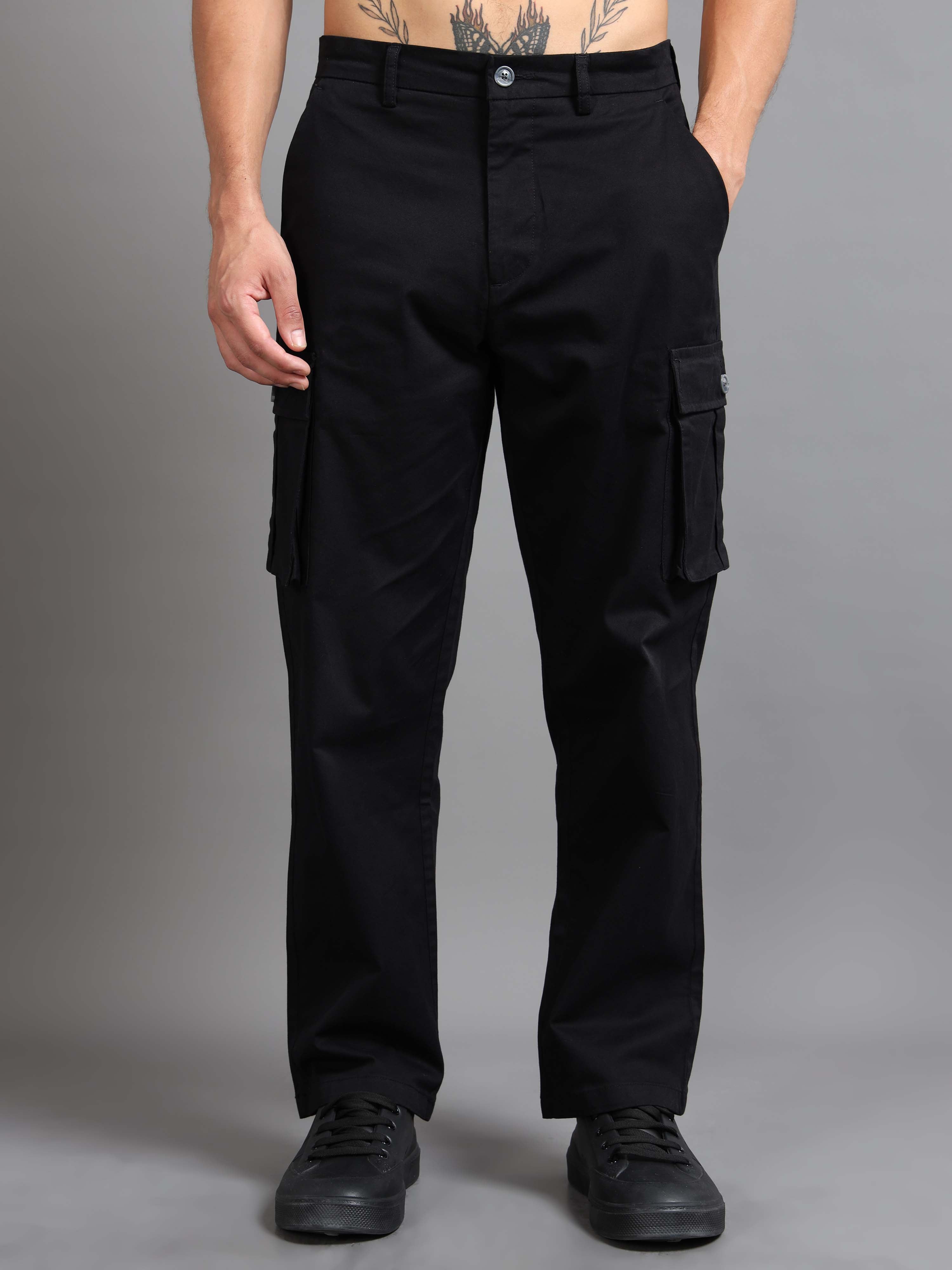 Twill Baggy Fit Cargo In Black Online - Mens Baggy Pants