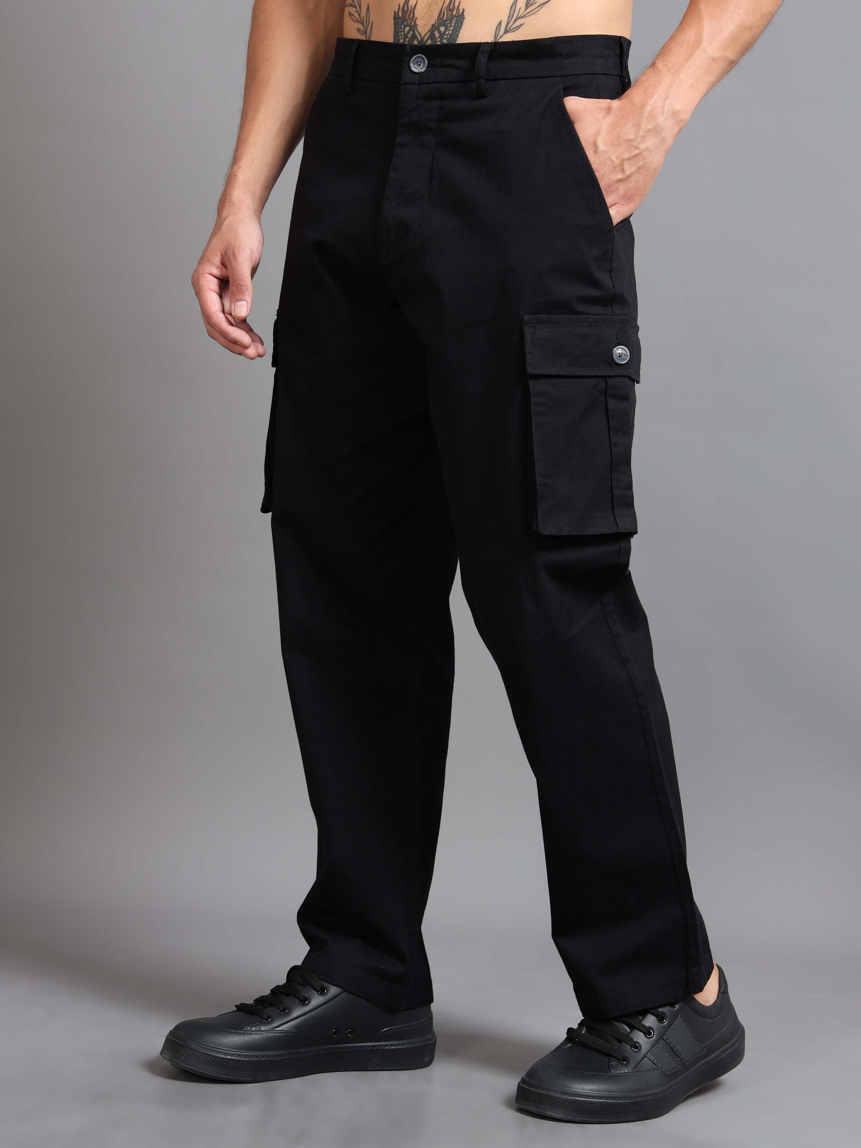 Twill Baggy Fit Cargo In Black Online - Mens Baggy Pants