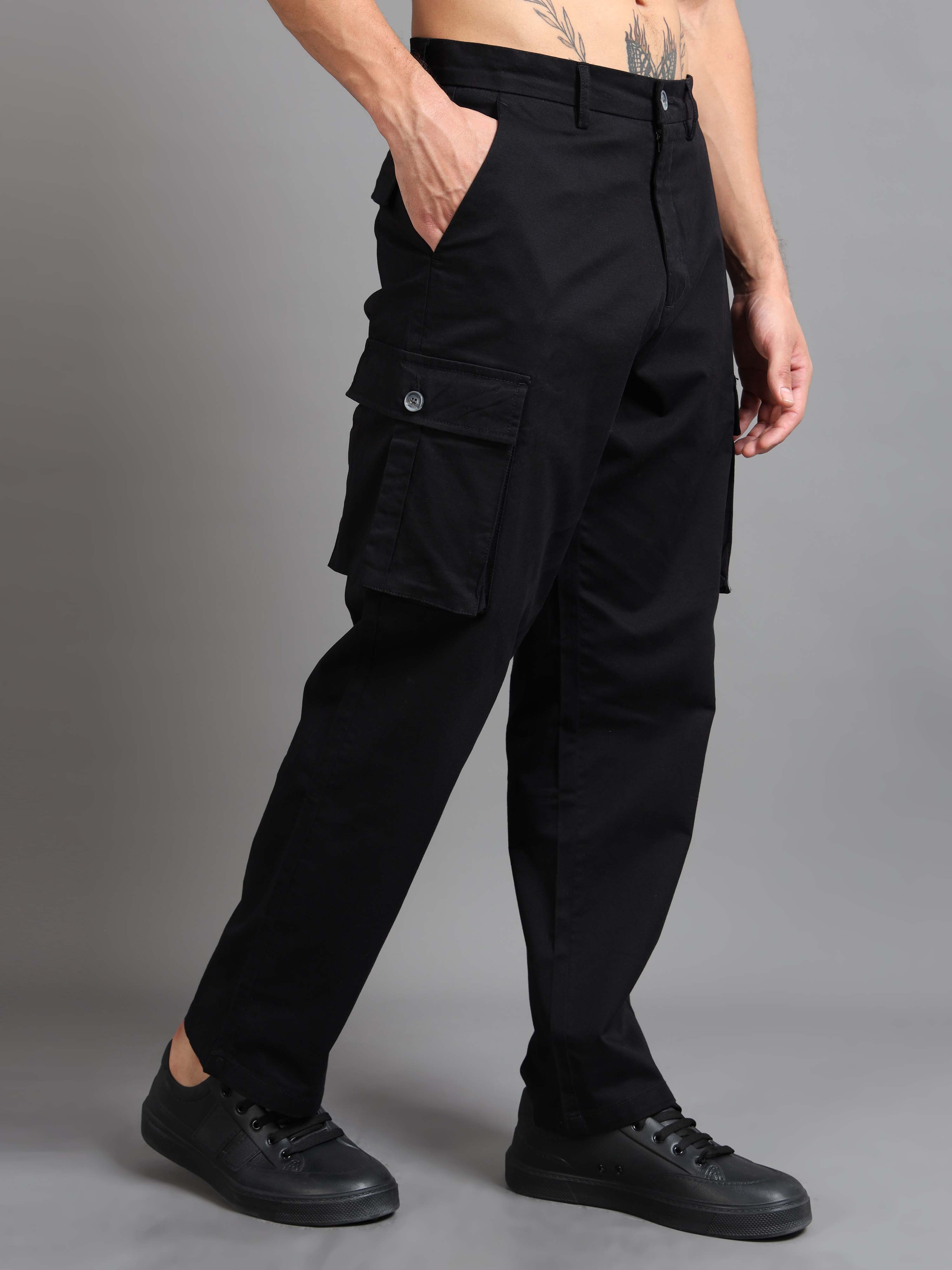 Twill Baggy Fit Cargo In Black Online - Mens Baggy Pants