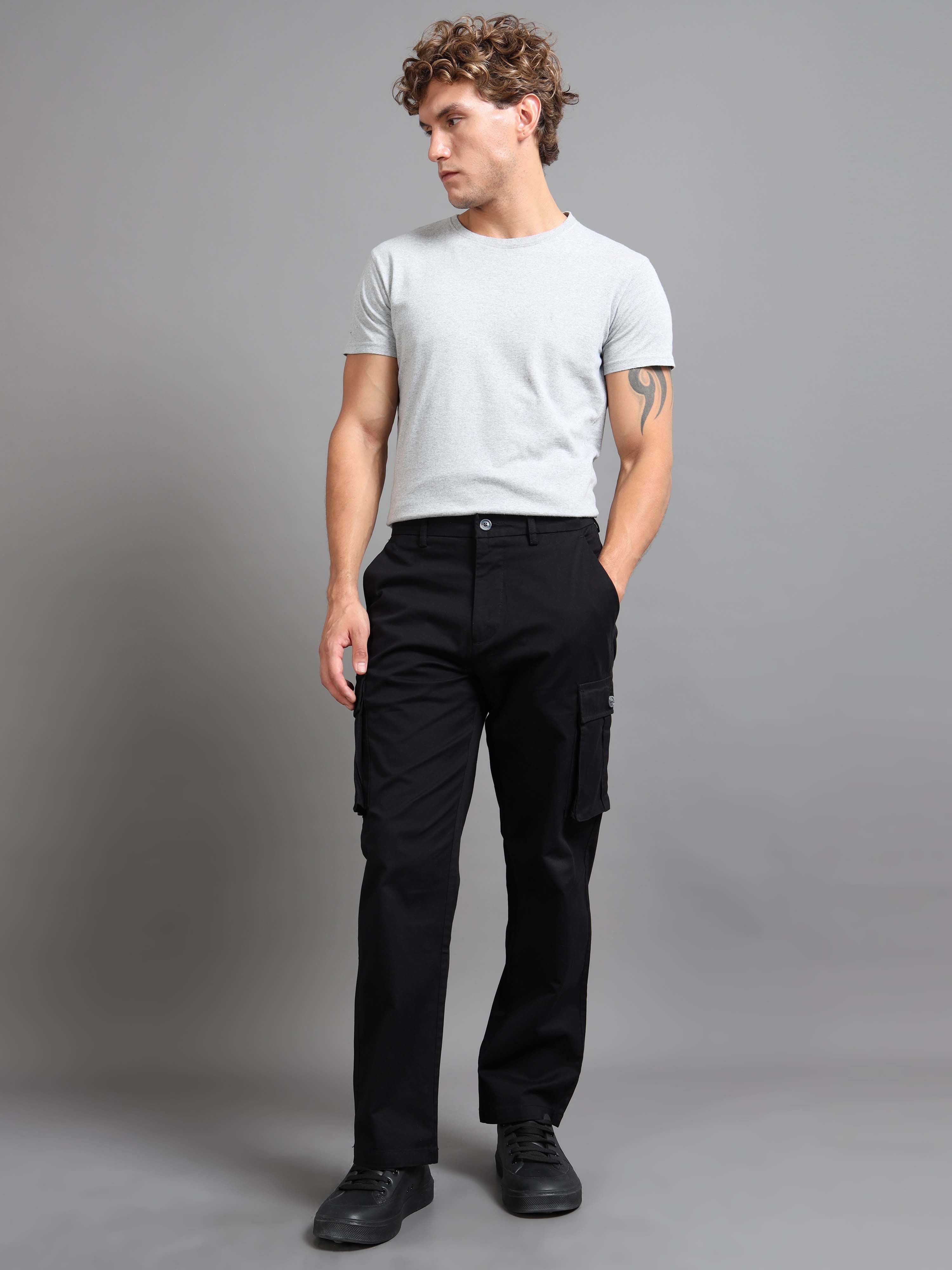 Twill Baggy Fit Cargo In Black Online - Mens Baggy Pants