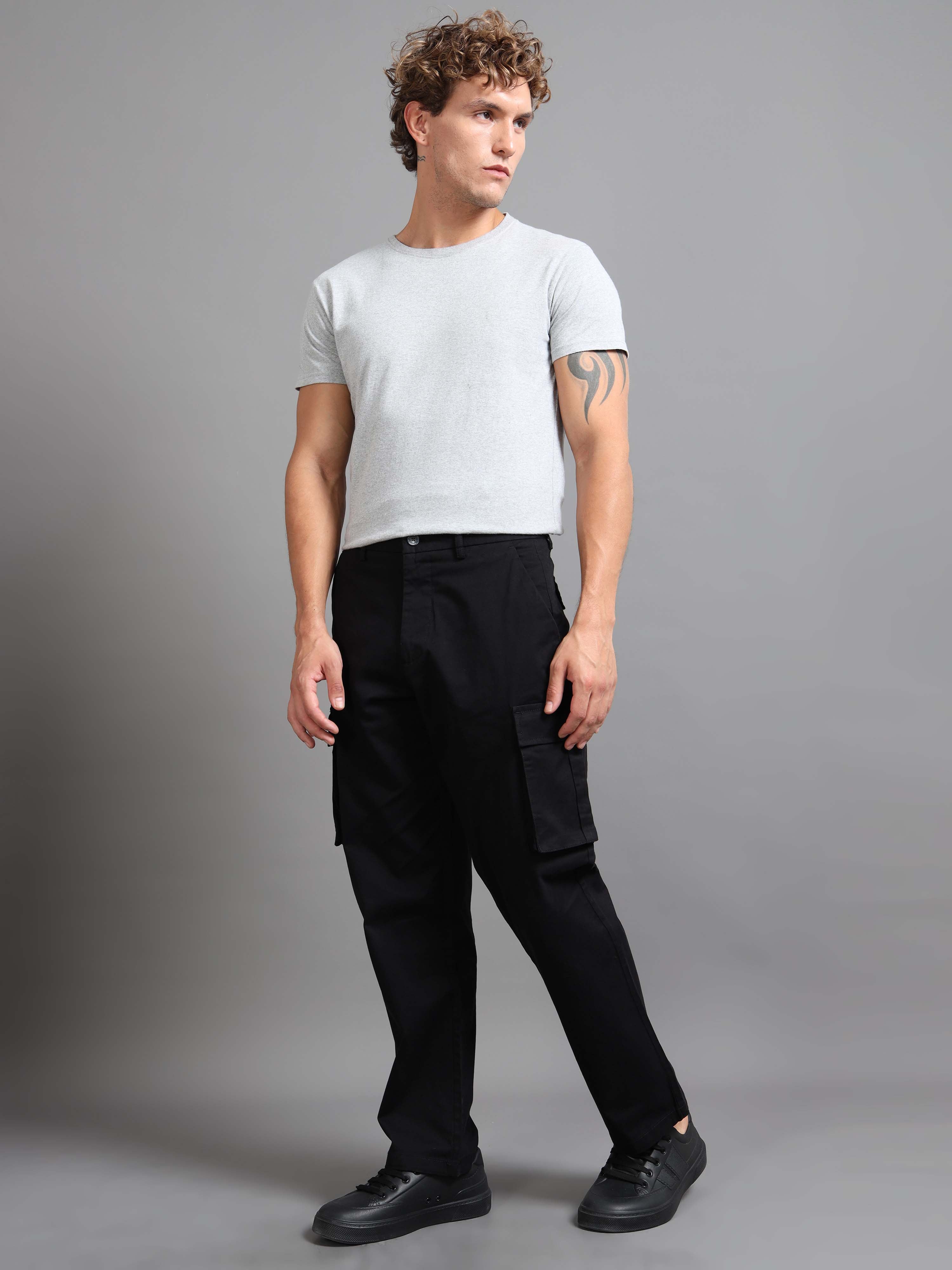 Twill Baggy Fit Cargo In Black Online - Mens Baggy Pants