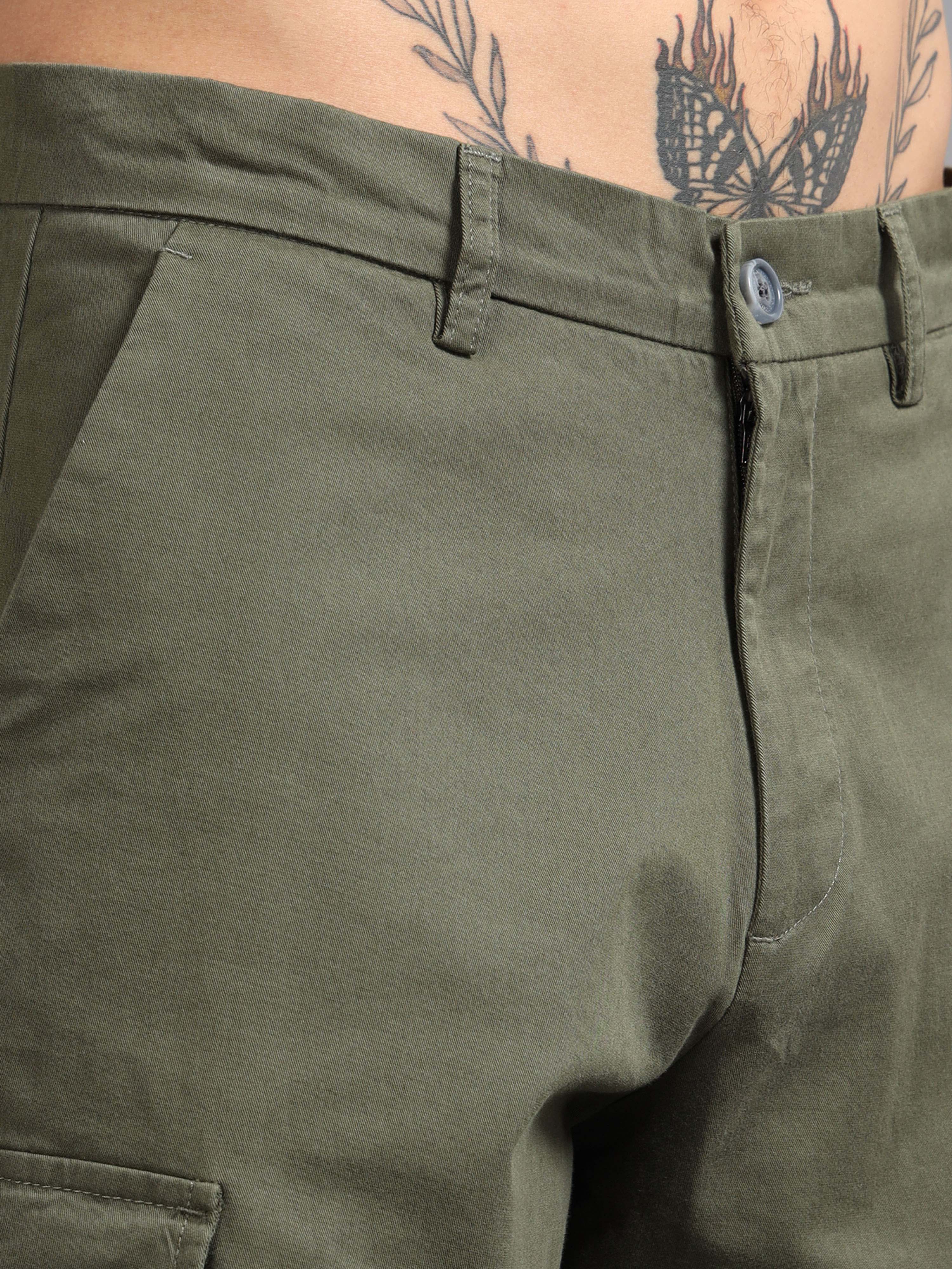 Finest Twill Baggy Fit Cargo In Olive - Baggy Cargo For Men