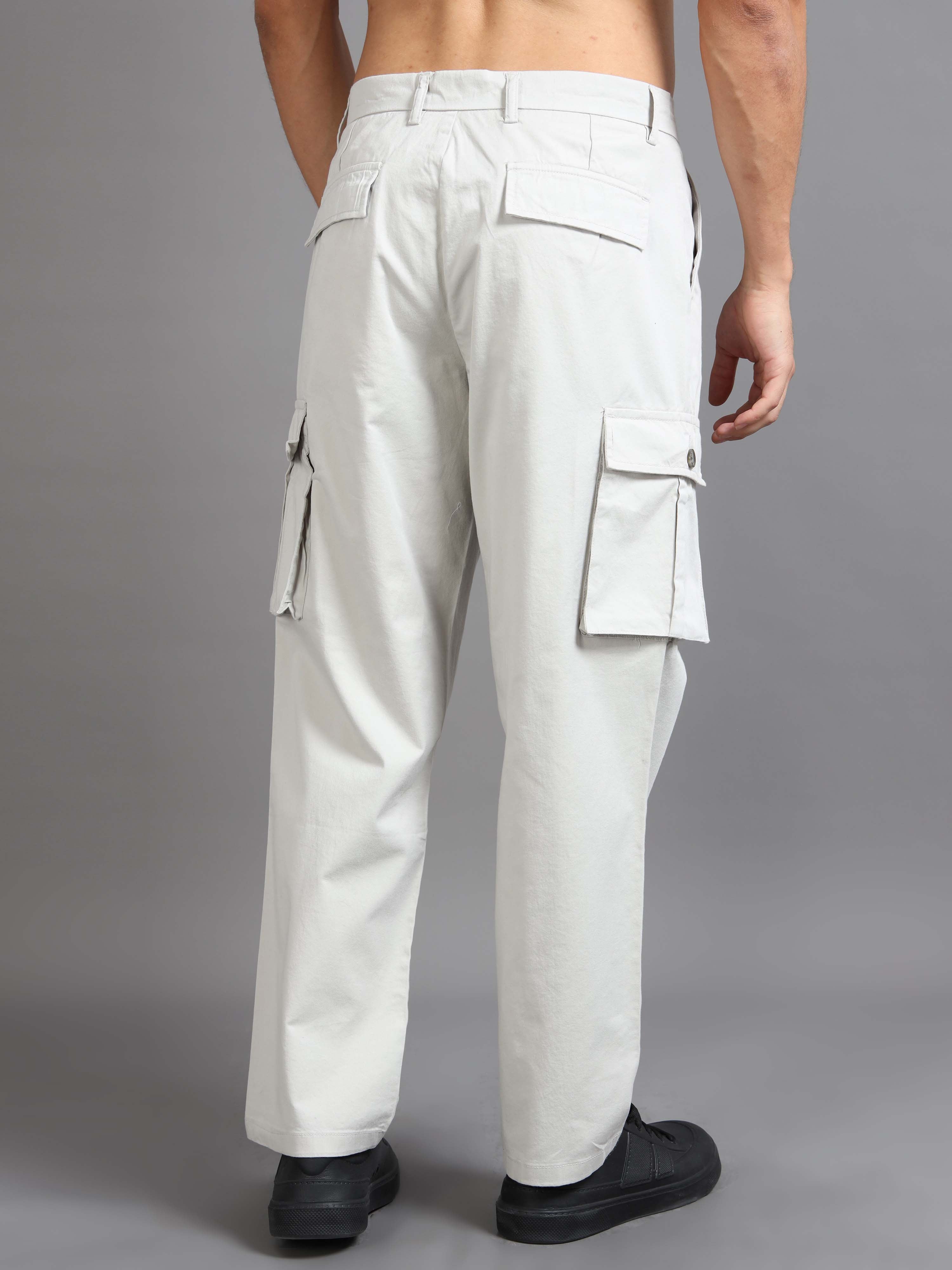 Finest Twill Baggy Fit Cargo In Light Grey for Mens