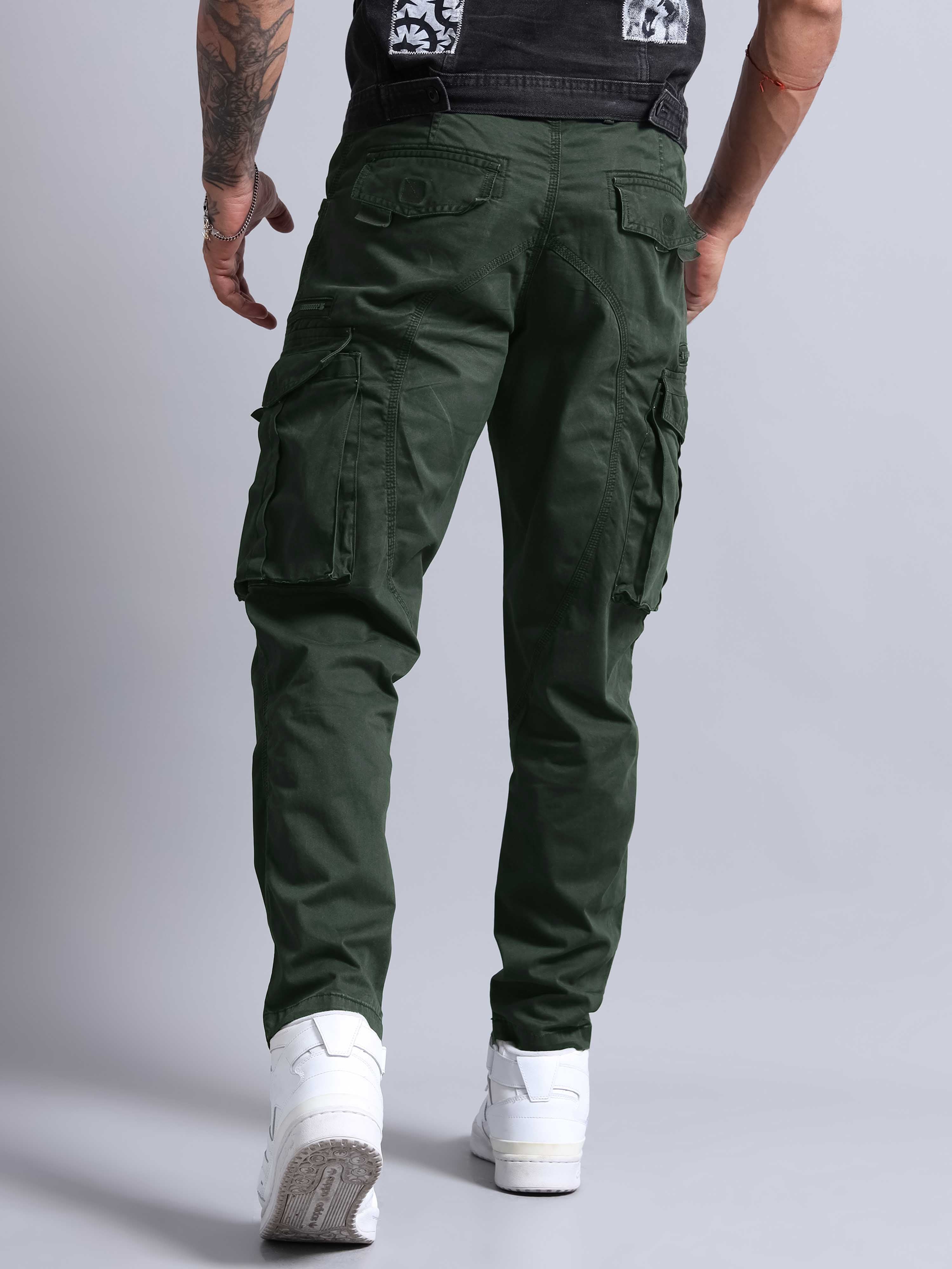Rugged Zip Cargo Pants In Olive