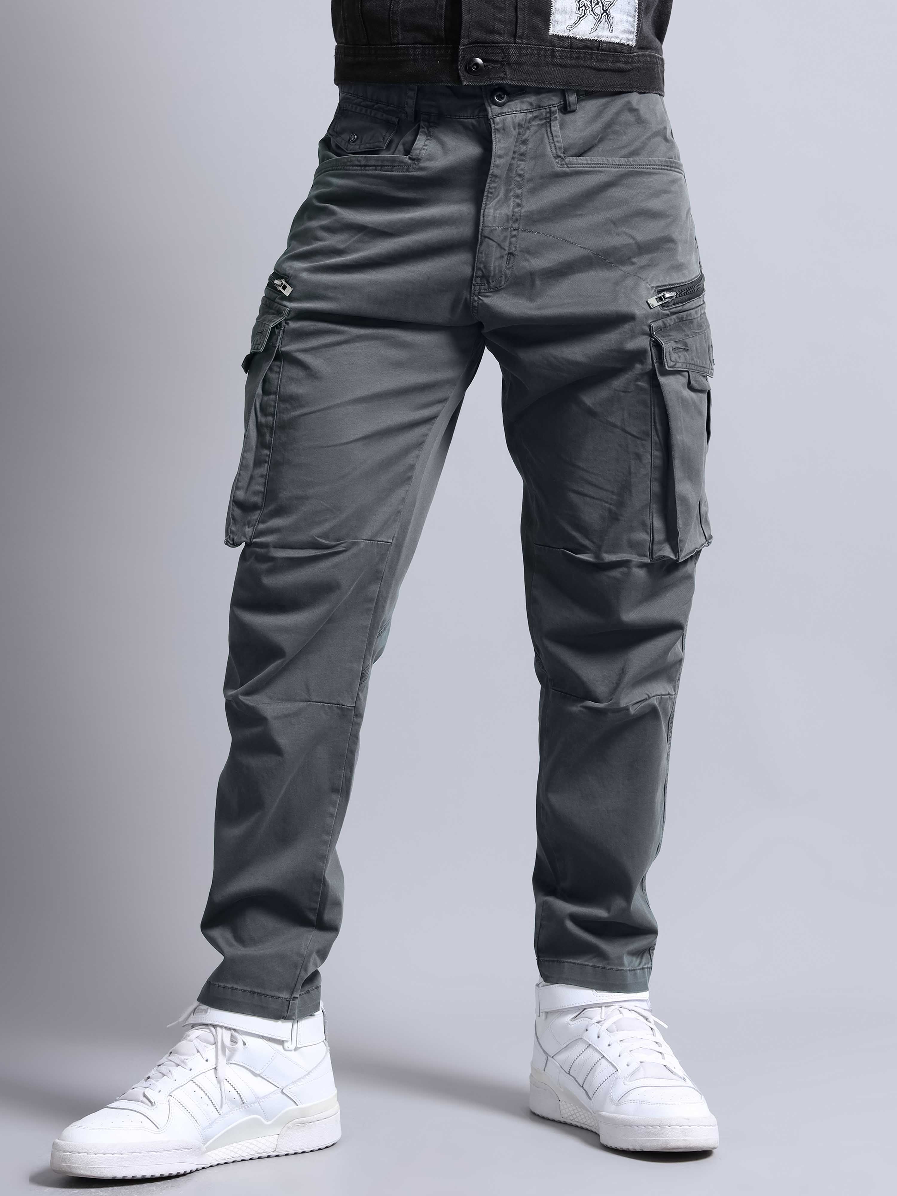 Rugged Zip Cargo Pants In Ash Blue
