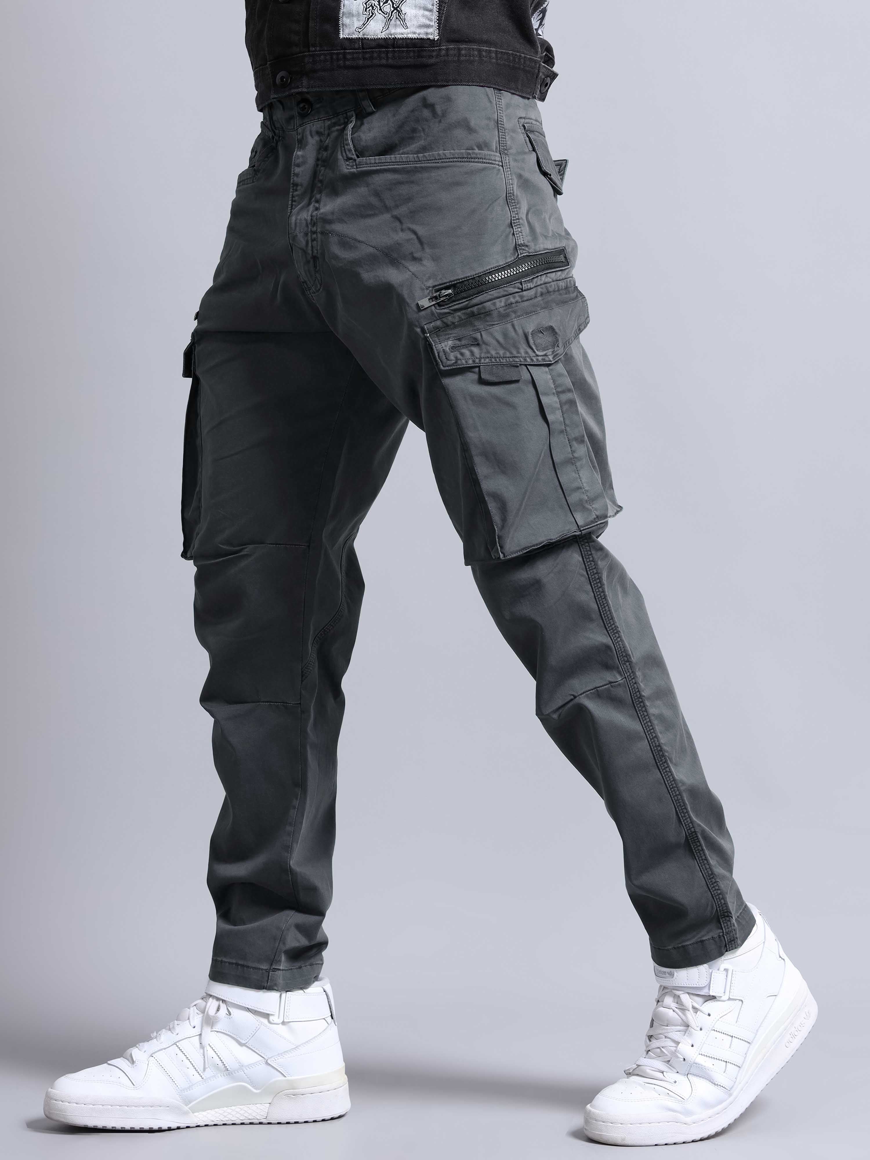 Rugged Zip Cargo Pants In Ash Blue