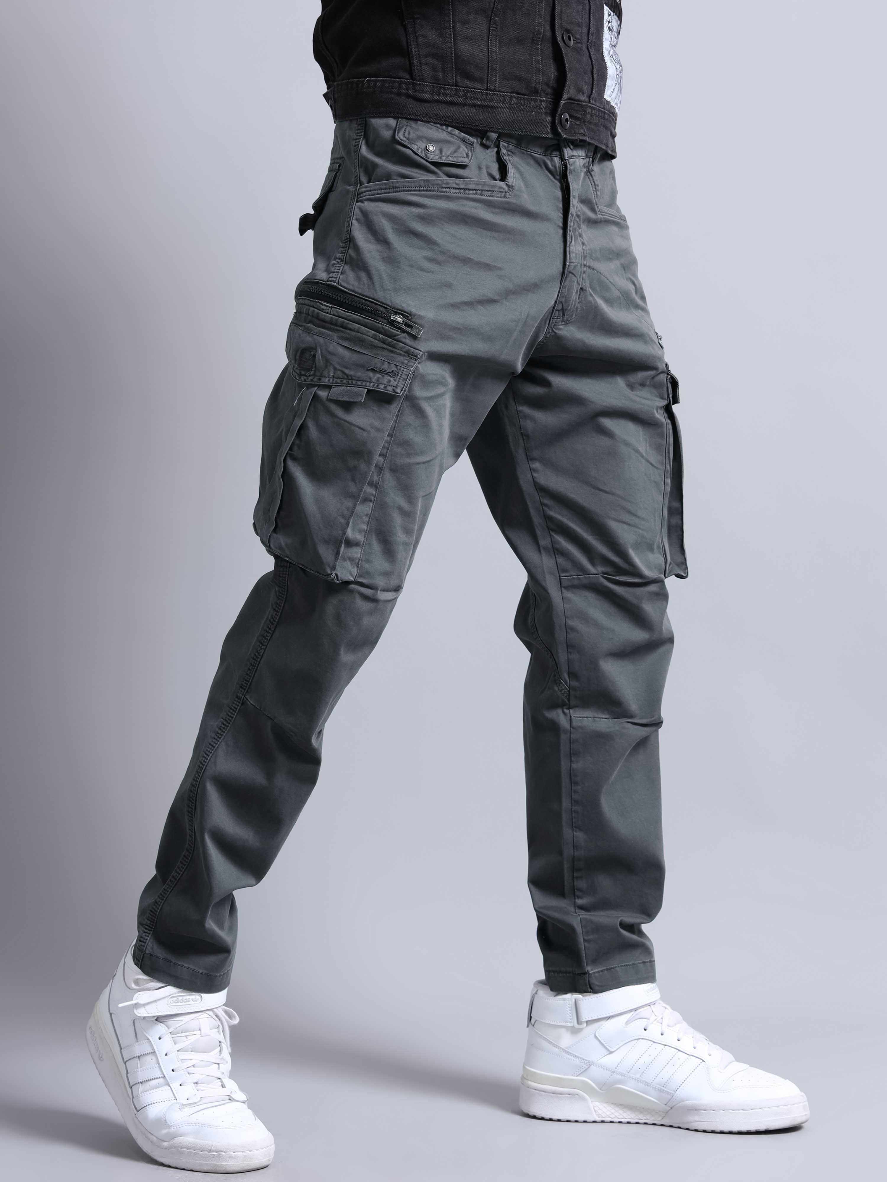 Rugged Zip Cargo Pants In Ash Blue