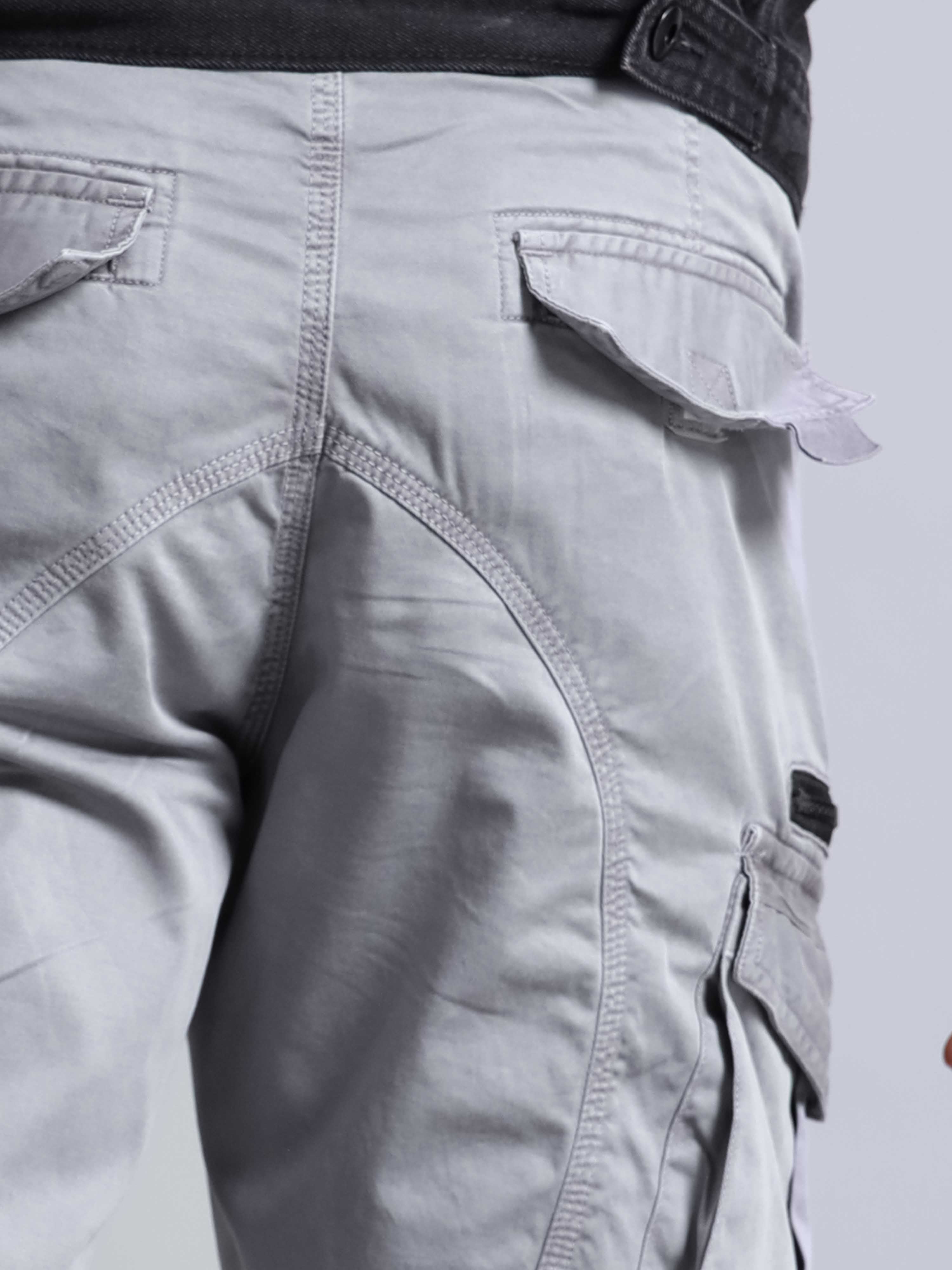 Rugged Zip Cargo Pants In Grey