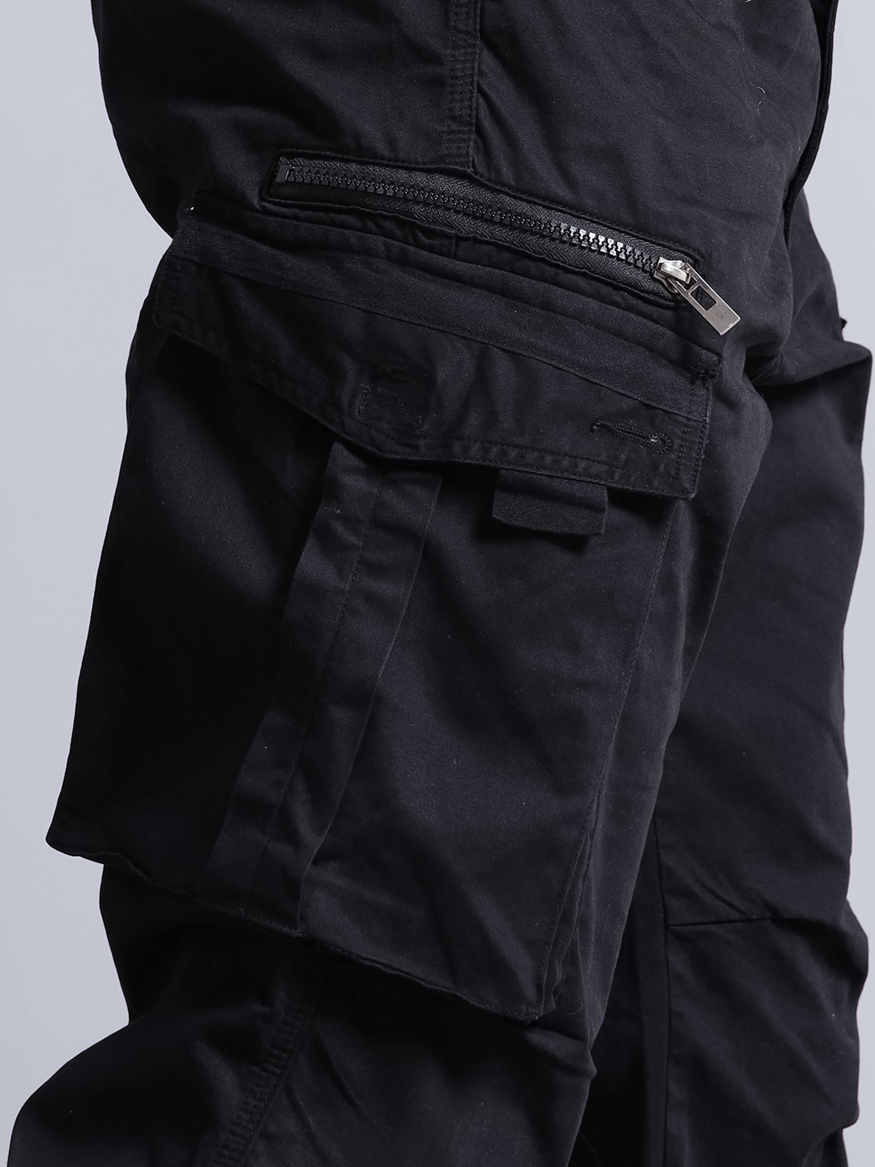Rugged Zip Cargo Pants In Black