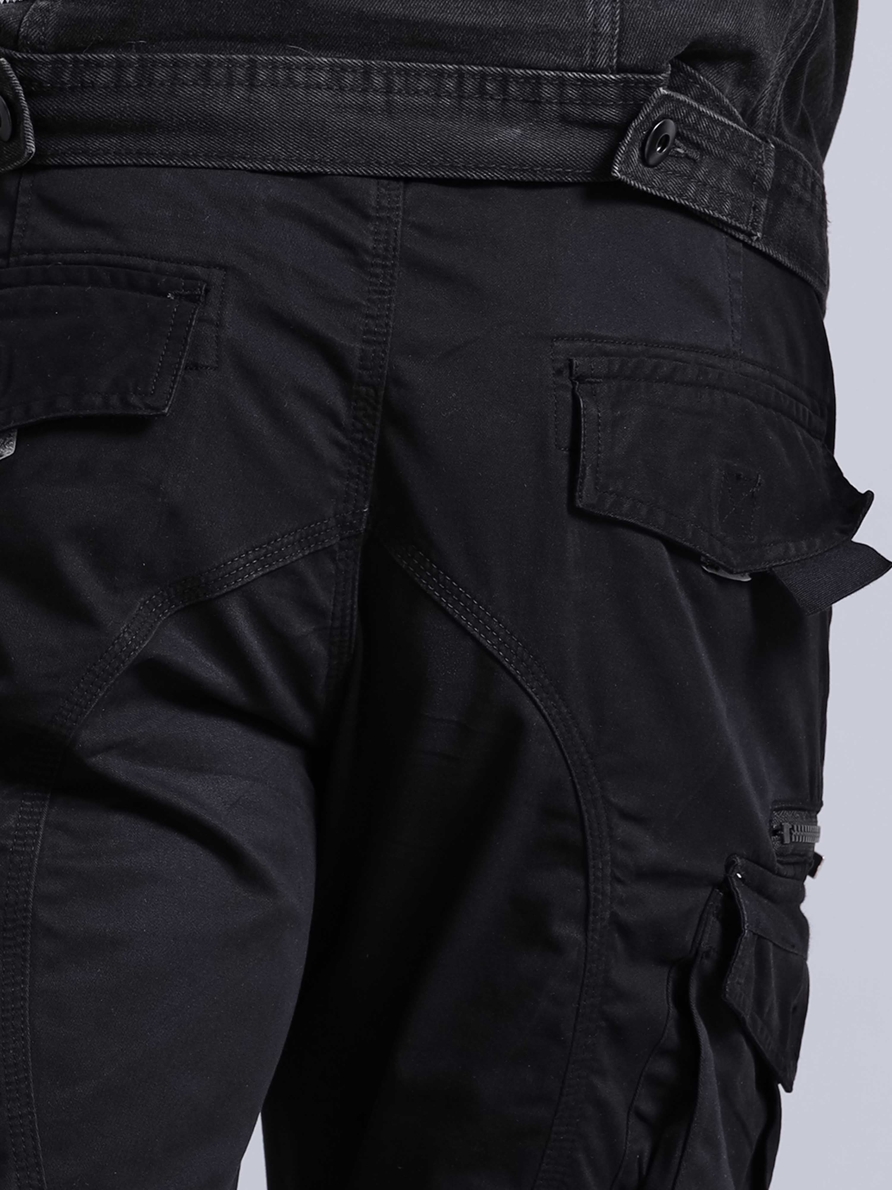 Rugged Zip Cargo Pants In Black