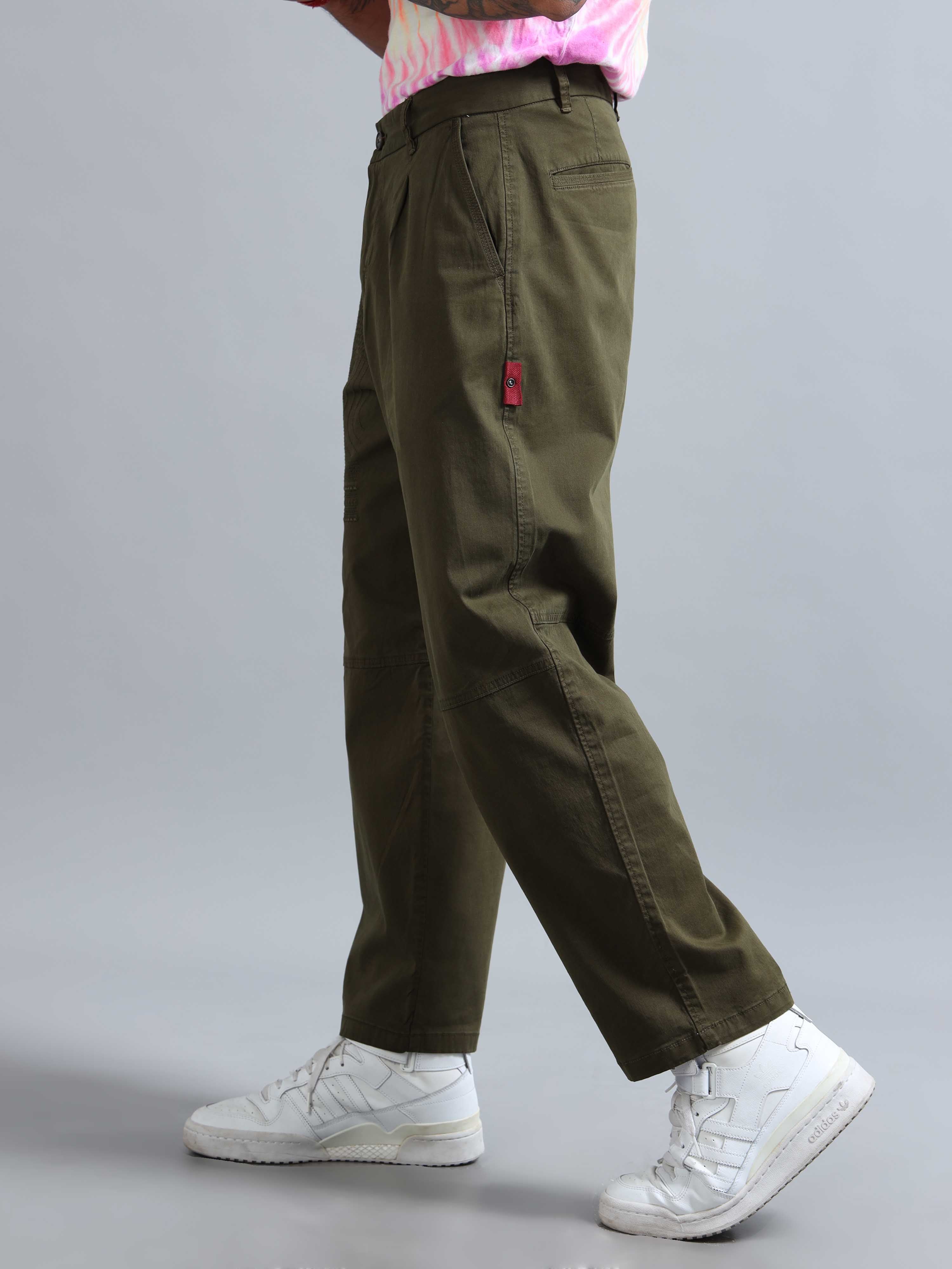Battalion Embroidered Trouser In Olive