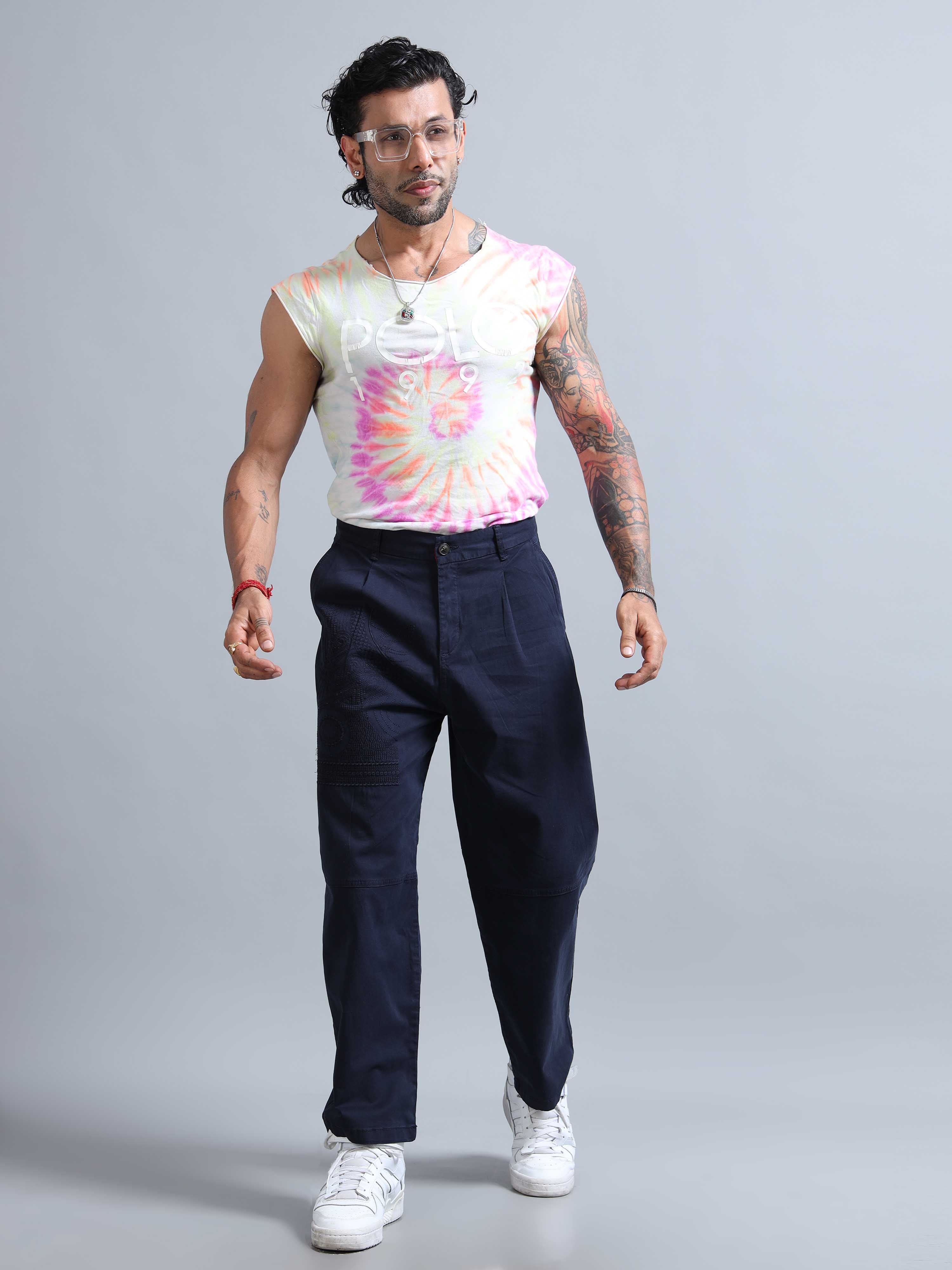 Battalion Embroidered Trouser In Navy