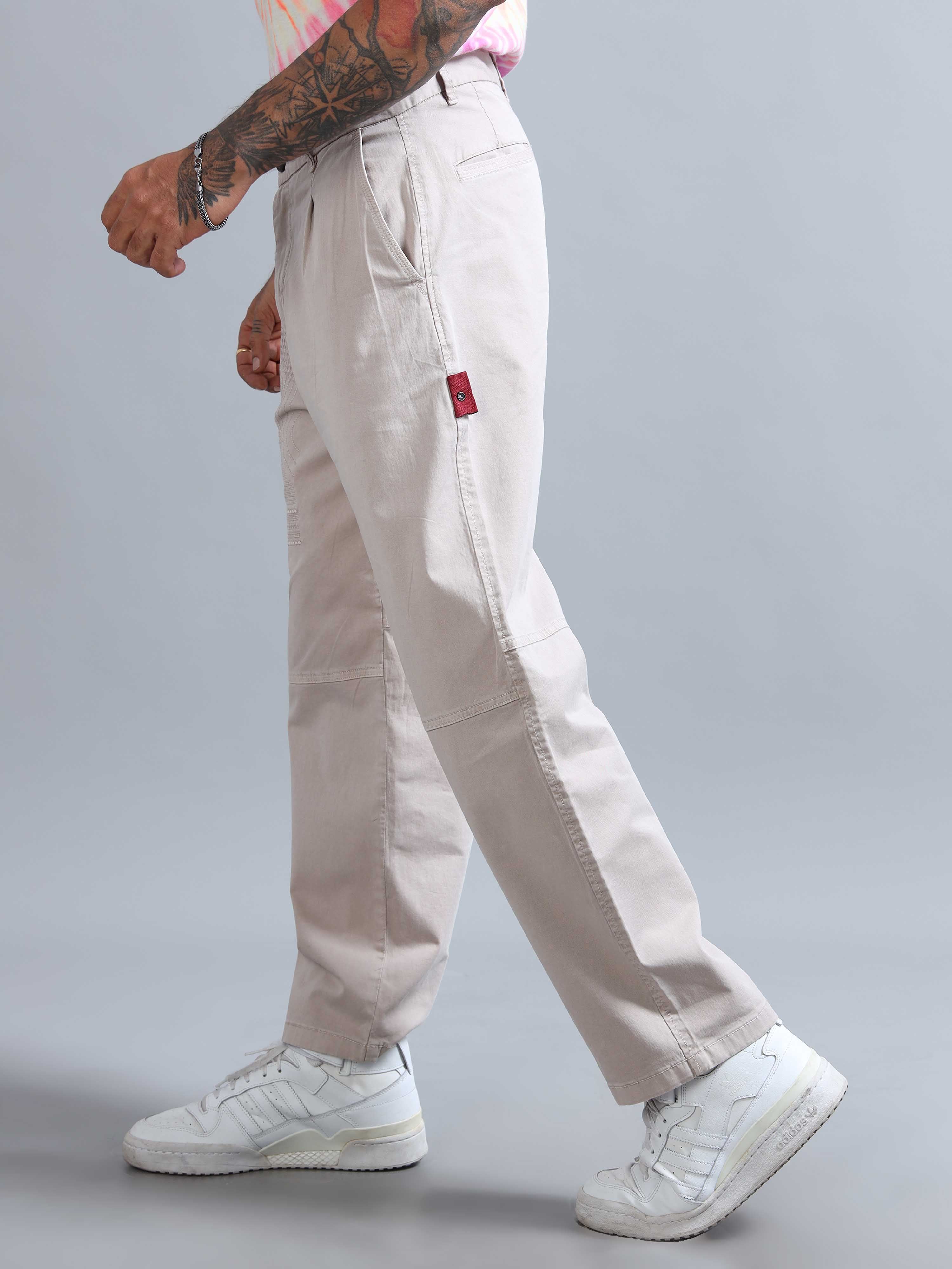 Battalion Embroidered Trouser In Cream