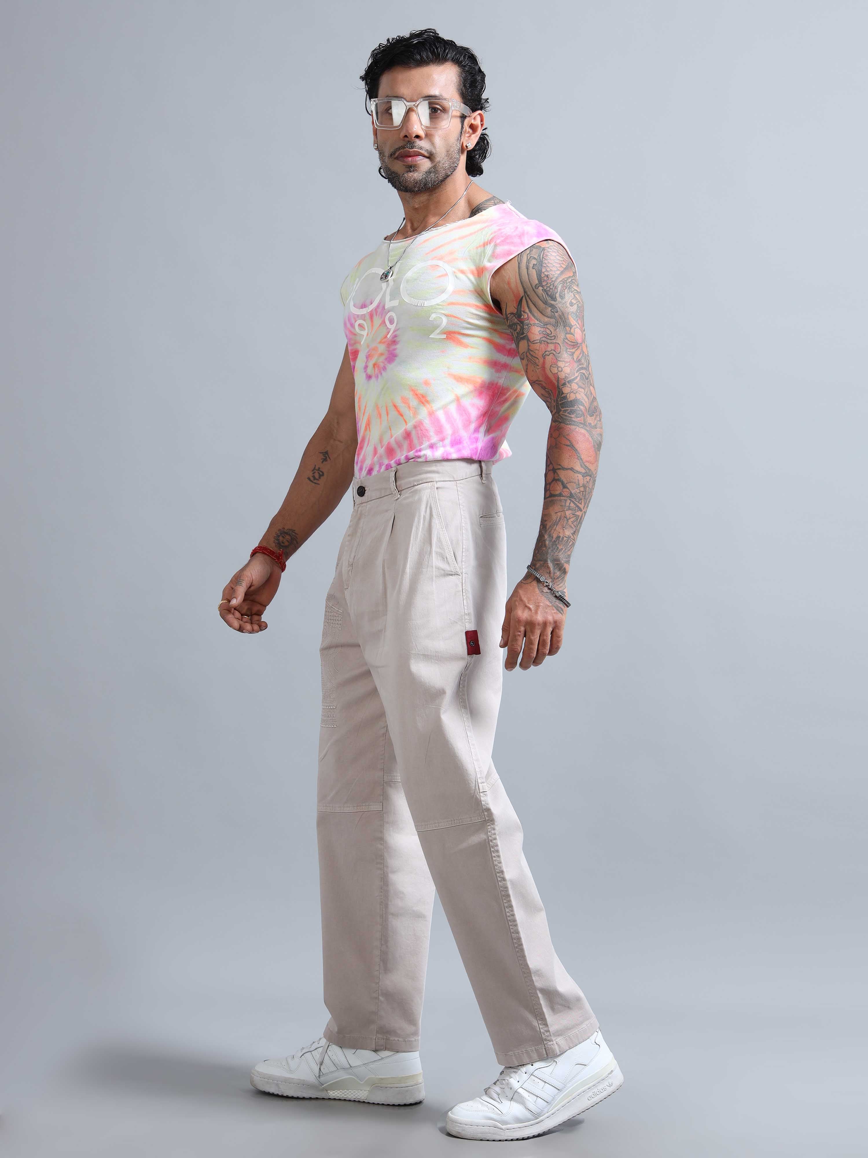 Battalion Embroidered Trouser In Cream