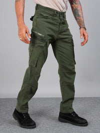 Rugged Zip Cargo Pants In Olive