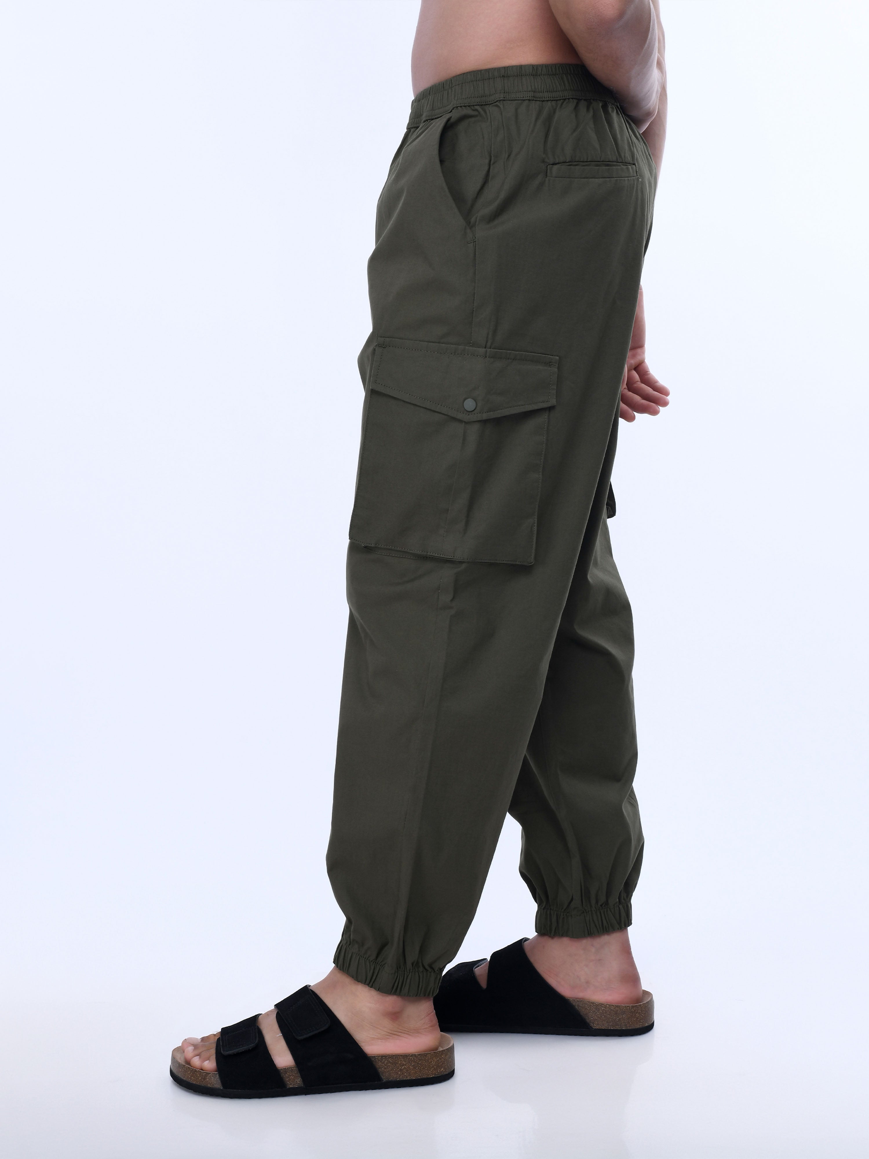 Olive Green Men Cargo Joggers