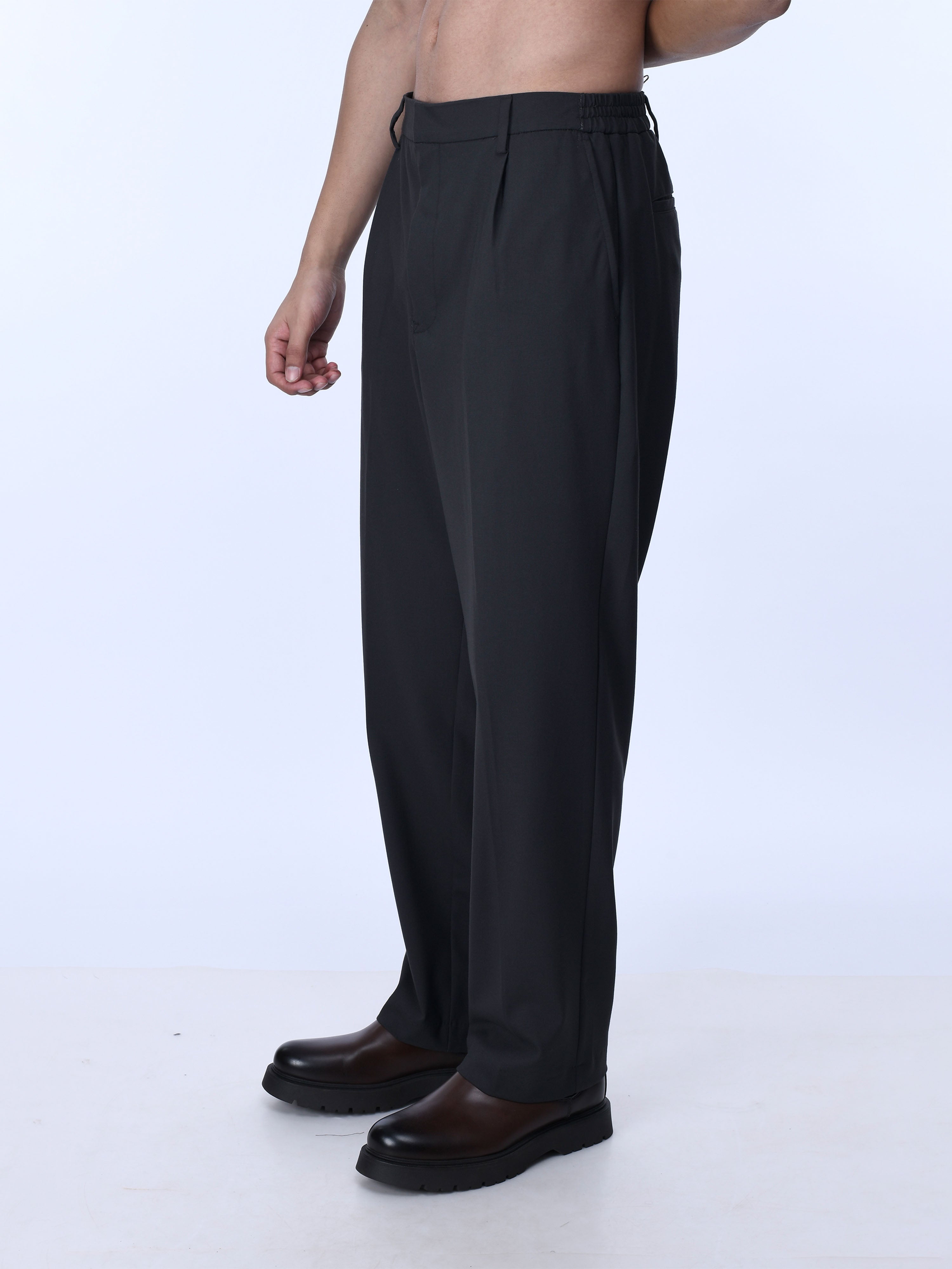 Dark Grey Mens Relaxed Trousers